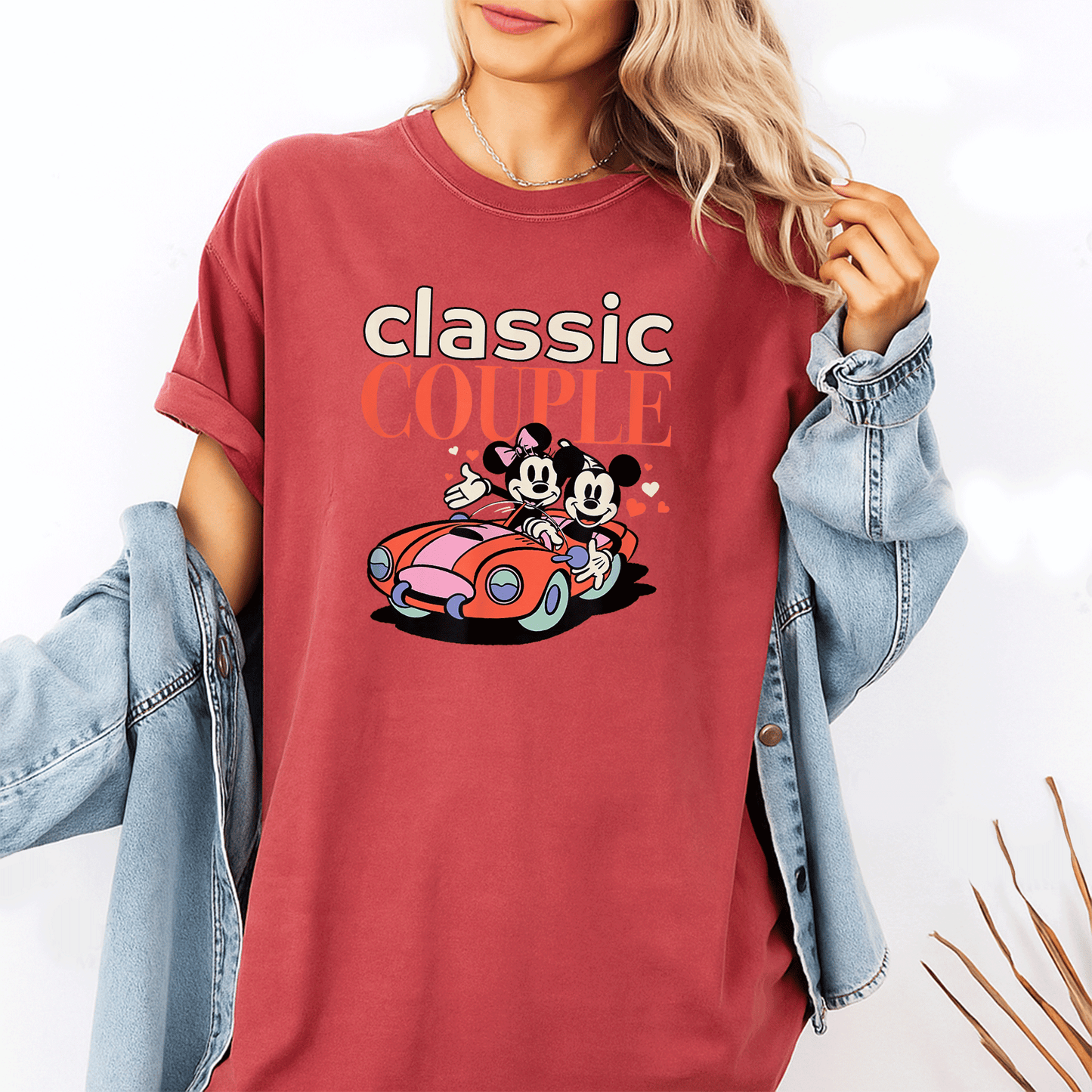 Cute Amazon Essentials Mickey and Minnie Valentine's Day Classic Couple T-Shirt for Couples Celebrating Love in Style - 1