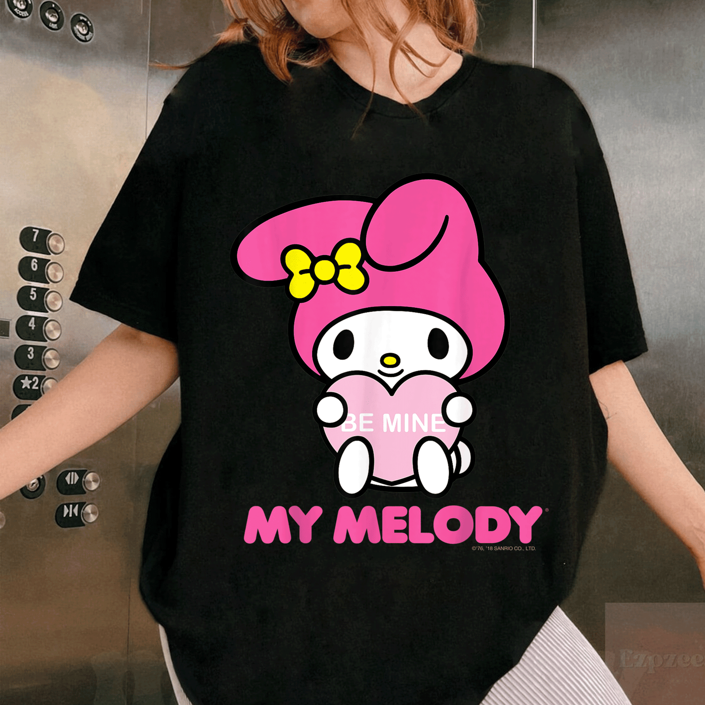 Cute My Melody Be Mine Valentine Tee Perfect for Lovebirds and Sanrio Fans Cute and Cozy Heart Design for Valentine's Day - 1