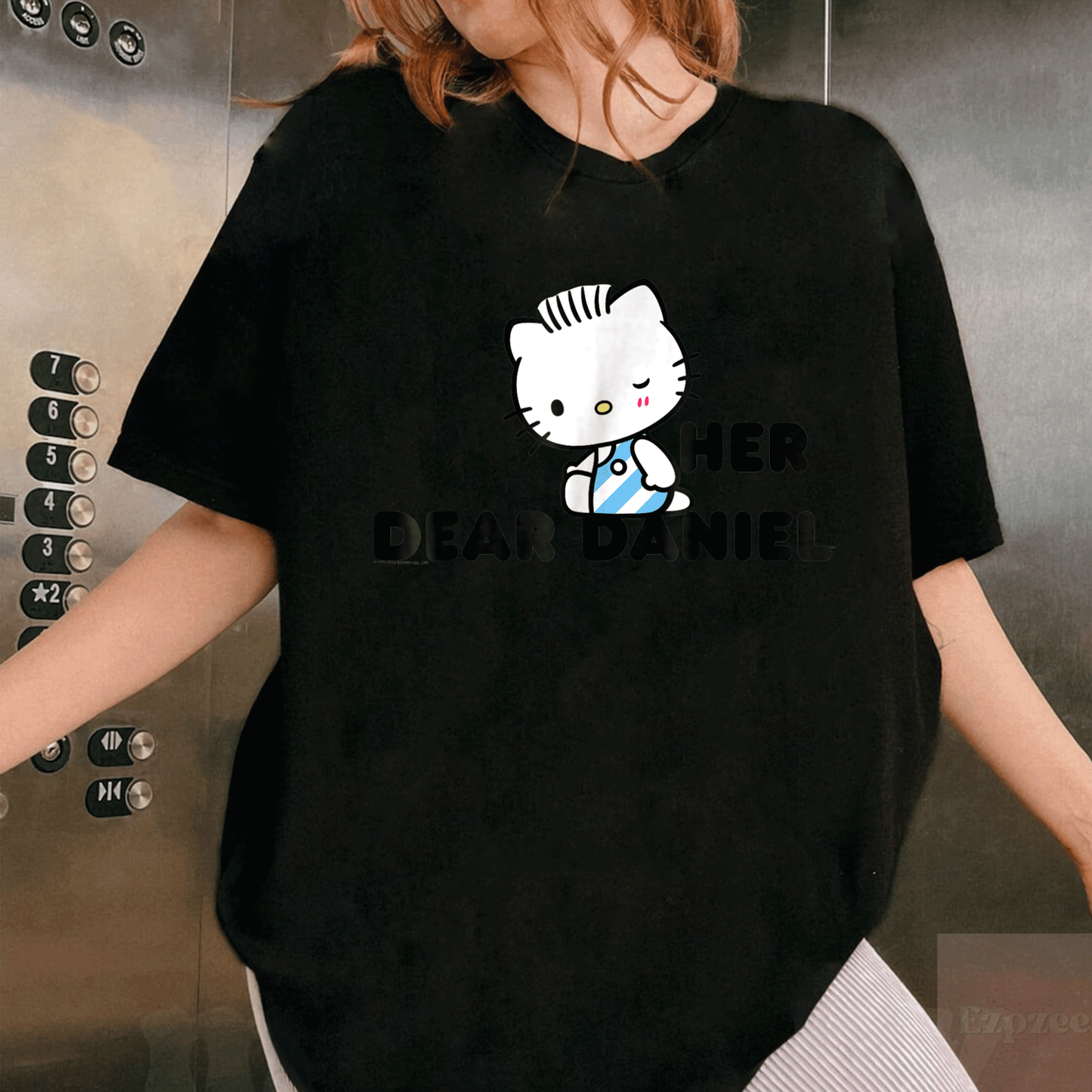 Cute Hello Kitty and Dear Daniel Couples Tee Shirt for Matching Outfits, Perfect Gift for Him and Her, Adorable Cartoon Design - 1