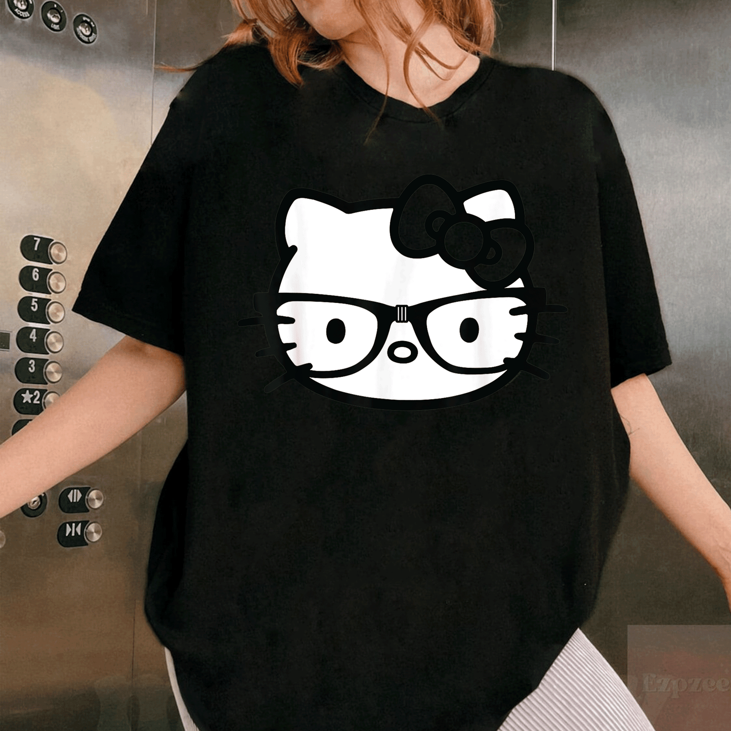 Hello Kitty Black and White Nerd Glasses T-Shirt for Cute Fashion Lovers – Stylish and Fun Graphic Tee for Everyday Wear - 1