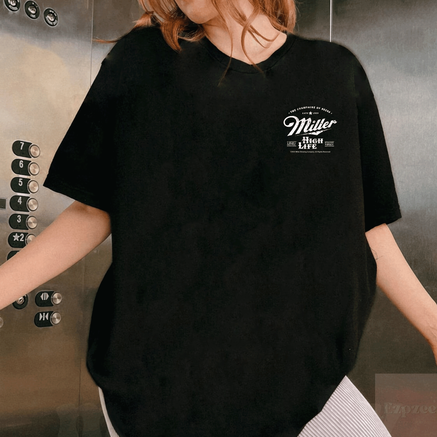 Coors Miller High Life Champagne of Beers T-Shirt Front and Back Design for Beer Lovers and Fun Casual Wear - 1
