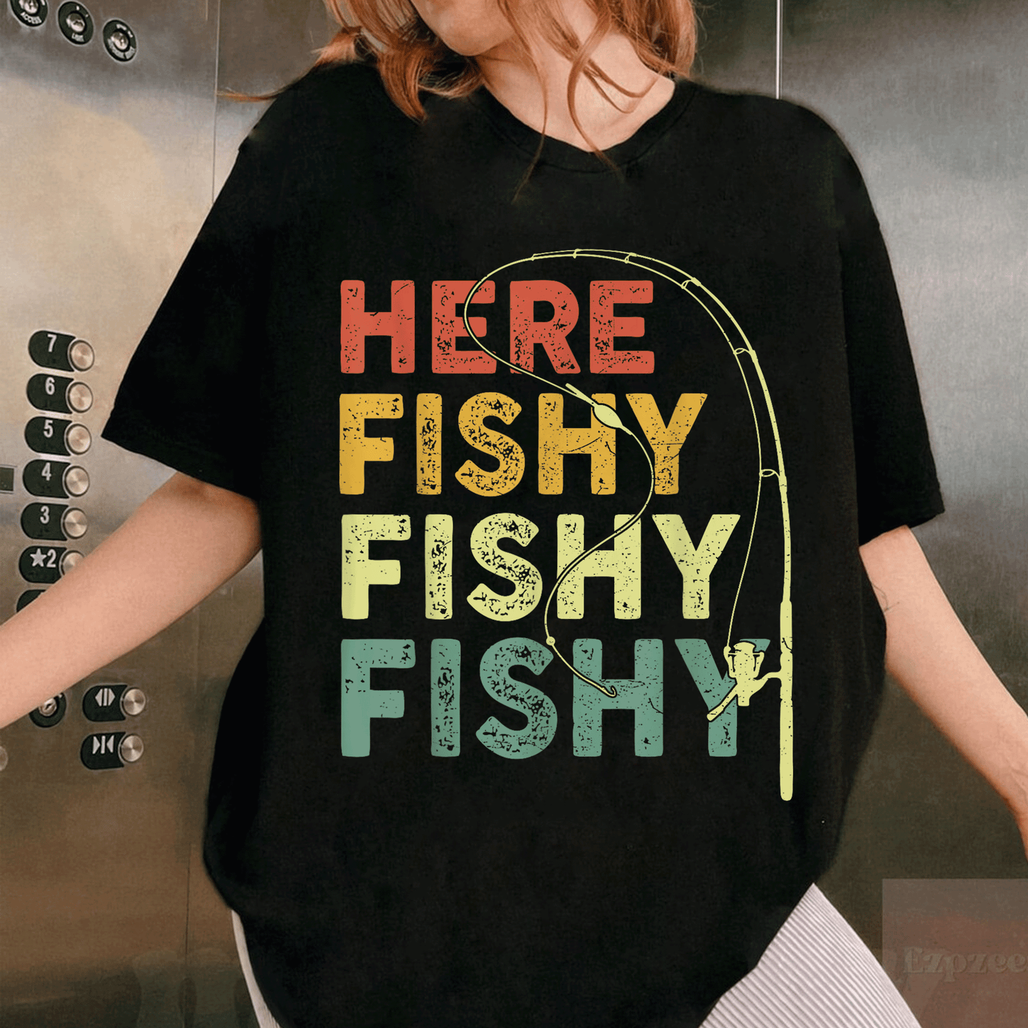 Funny Here-Fishy Shirt for Fishing Enthusiasts, Bass Fish Design T-Shirt for Dads, Kids, Boys, and Men - Great Gift Idea! - 1