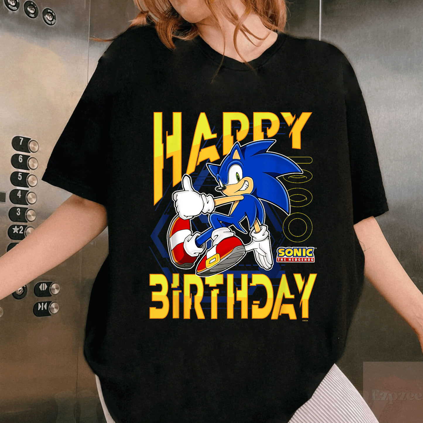 Sonic the Hedgehog Birthday T-Shirt with Happy Birthday Thumbs Up Logo - Perfect Gift for Sonic Fans and Kids - 1