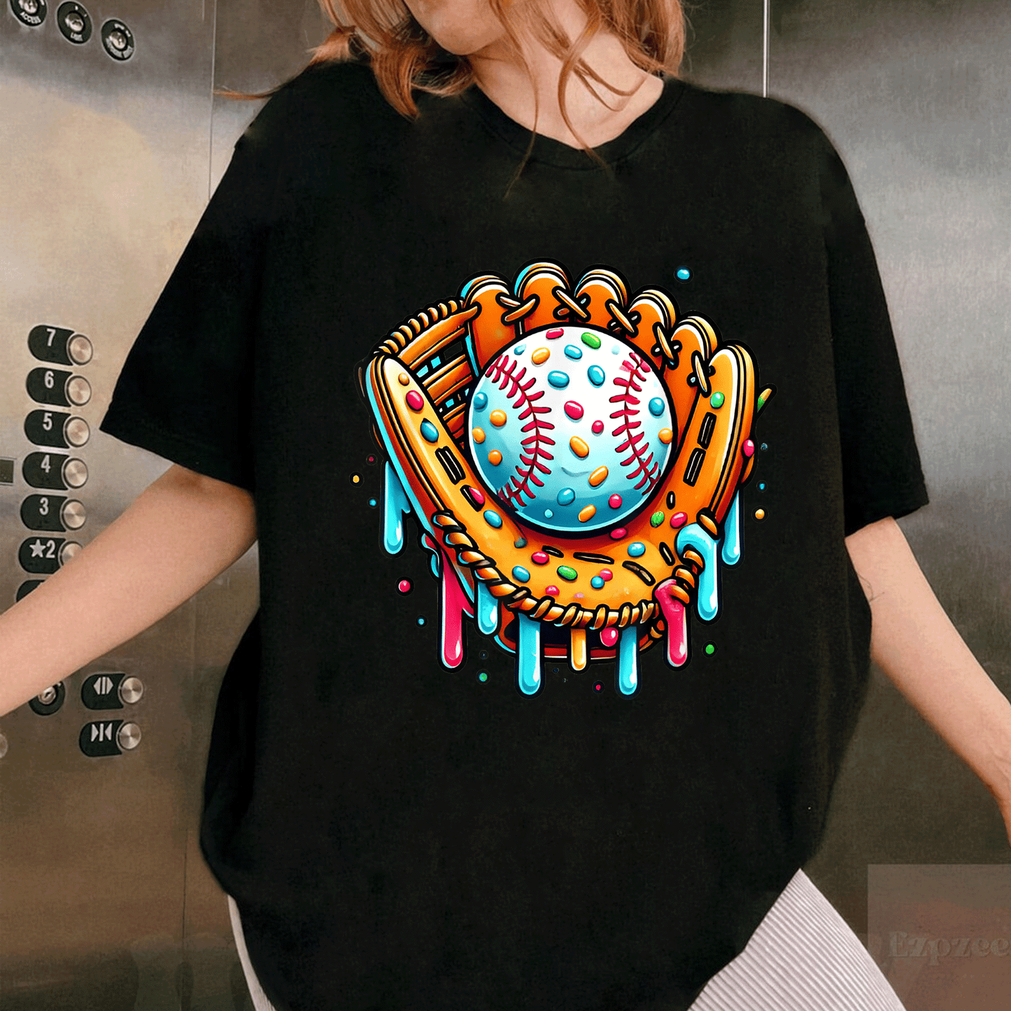 Cool Ice Cream Drip Baseball Graphic T-Shirt for Boys | Fun and Unique Design Perfect for Summer Play and Sports Activities - 1