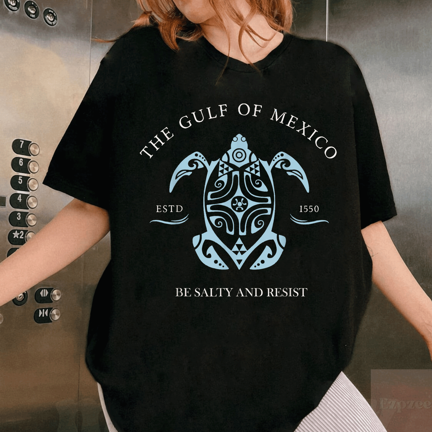 Gulf of Mexico Turtle Be Salty and Resist T-Shirt Featuring Fun Graphic Design for Beach Lovers and Nature Enthusiasts - 1