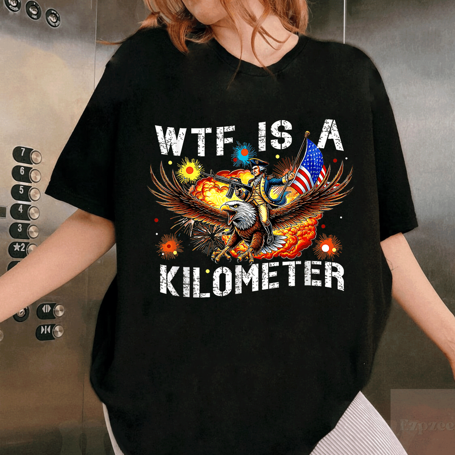 Retro WTF Is A Kilometer Funny Patriotic American Freedom T-Shirt for Proud Americans, Perfect Gift for Freedom Lovers and Road Trip Enthusiasts - 1