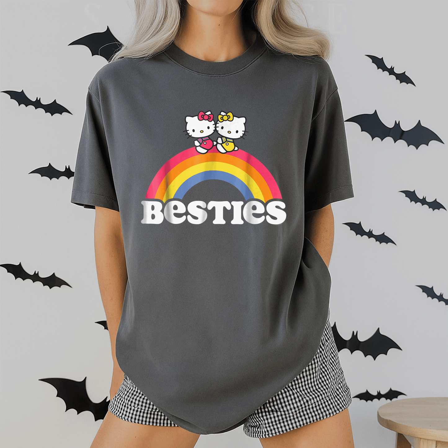 Cute Hello Kitty and Mimmy Besties Tee Shirt for Girls Perfect for Playdates and Everyday Fun, Adorable Cartoon Design! - 2