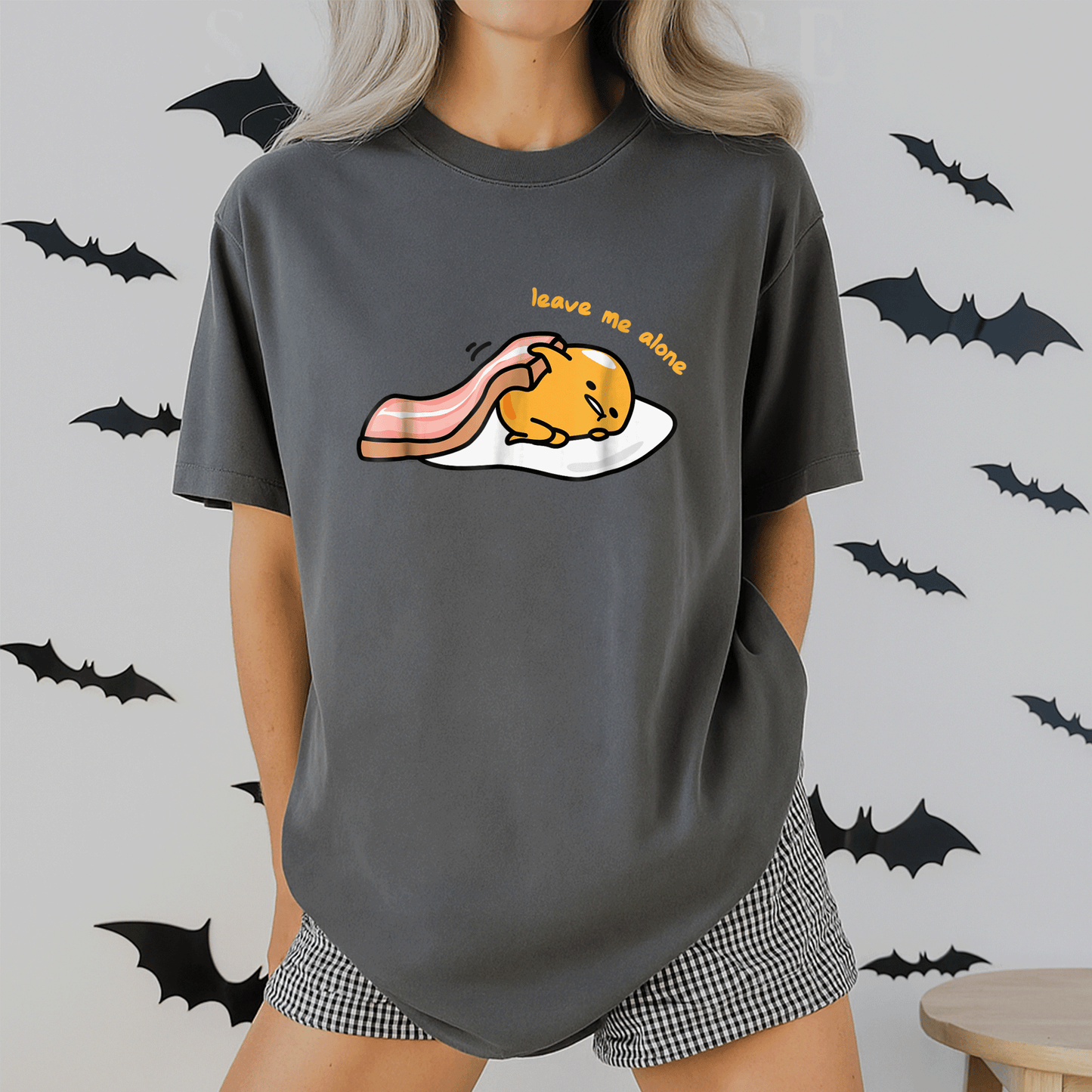 Cute Gudetama Leave Me Alone Tee Shirt Perfect for Lazy Days and Chill Vibes, Adorable Egg Character Graphic Design - 2