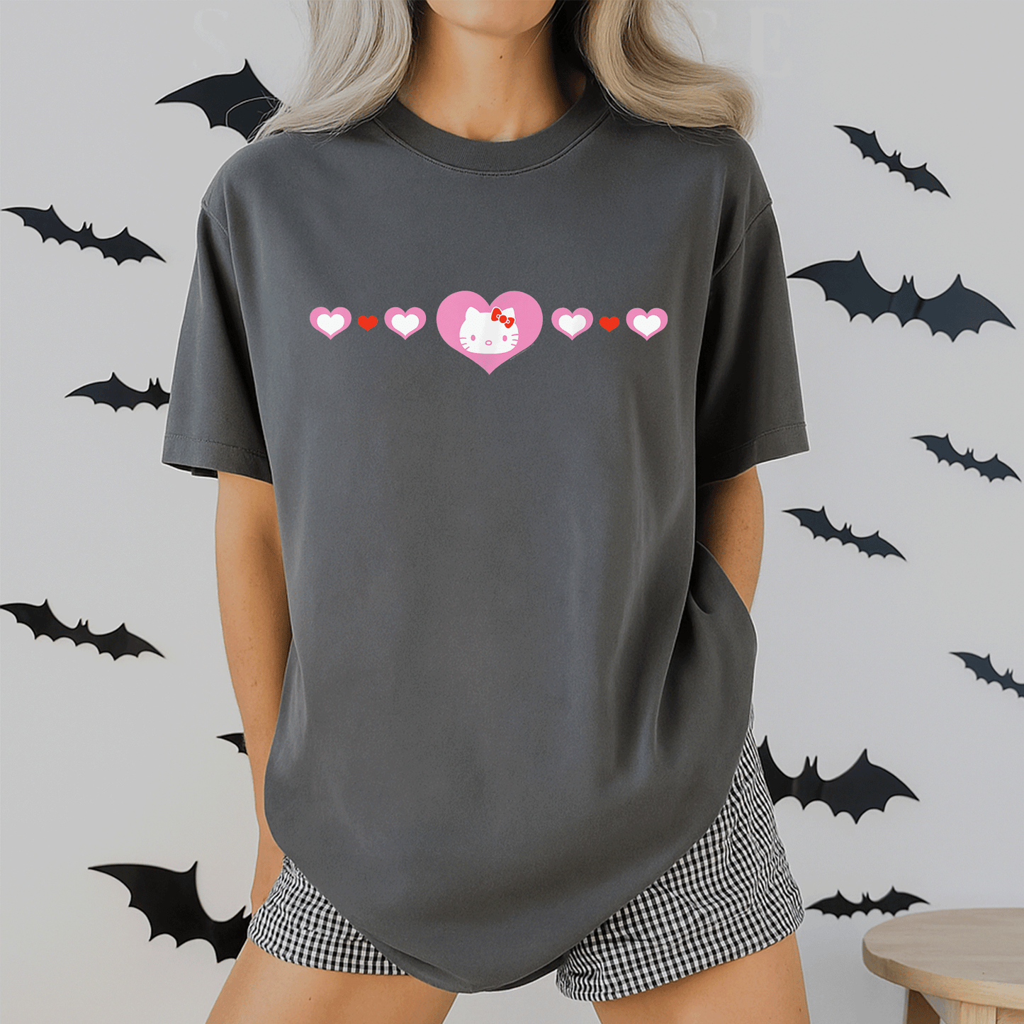 Cute Hello Kitty Hearts T-Shirt for Kids and Adults, Adorable Cartoon Design Perfect for Everyday Wear and Gifts - 2