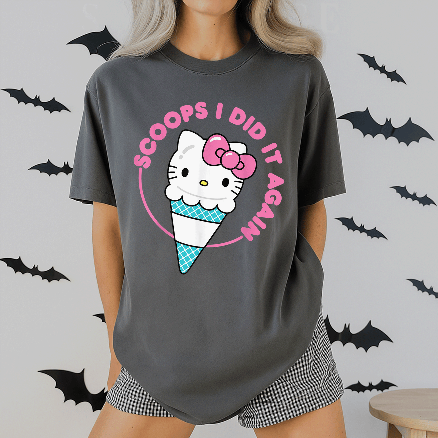 Cute Hello Kitty Ice Cream Cone Scoops I Did It Again T-Shirt for Kids and Adults - Sweet and Stylish Summer Fashion - 2