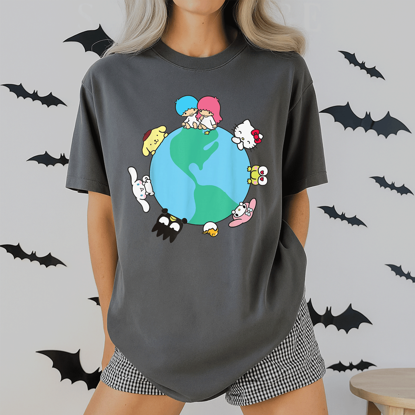 Cute Hello Kitty and Friends Sanrio Earth T-Shirt - Stylish Graphic Tee for Kids and Adults, Perfect for Daily Wear and Gifts - 2