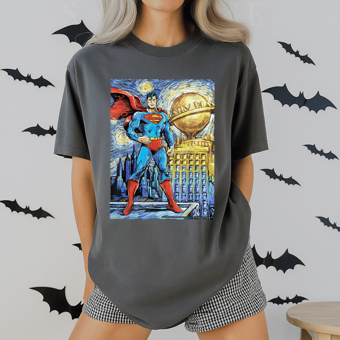 Stylish DC Comics Superman Starry Night Portrait T-Shirt - Unique Cosmic Art Design for Fans and Collectors - 2