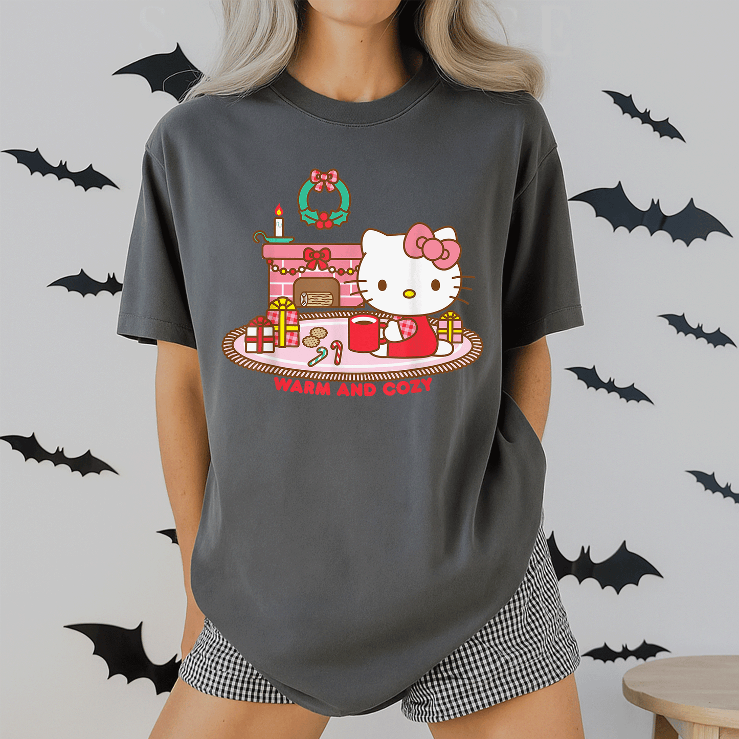 Cozy Up with Hello Kitty This Christmas - Cute and Comfortable Holiday T-Shirt for Festive Fun and Cheer - 2