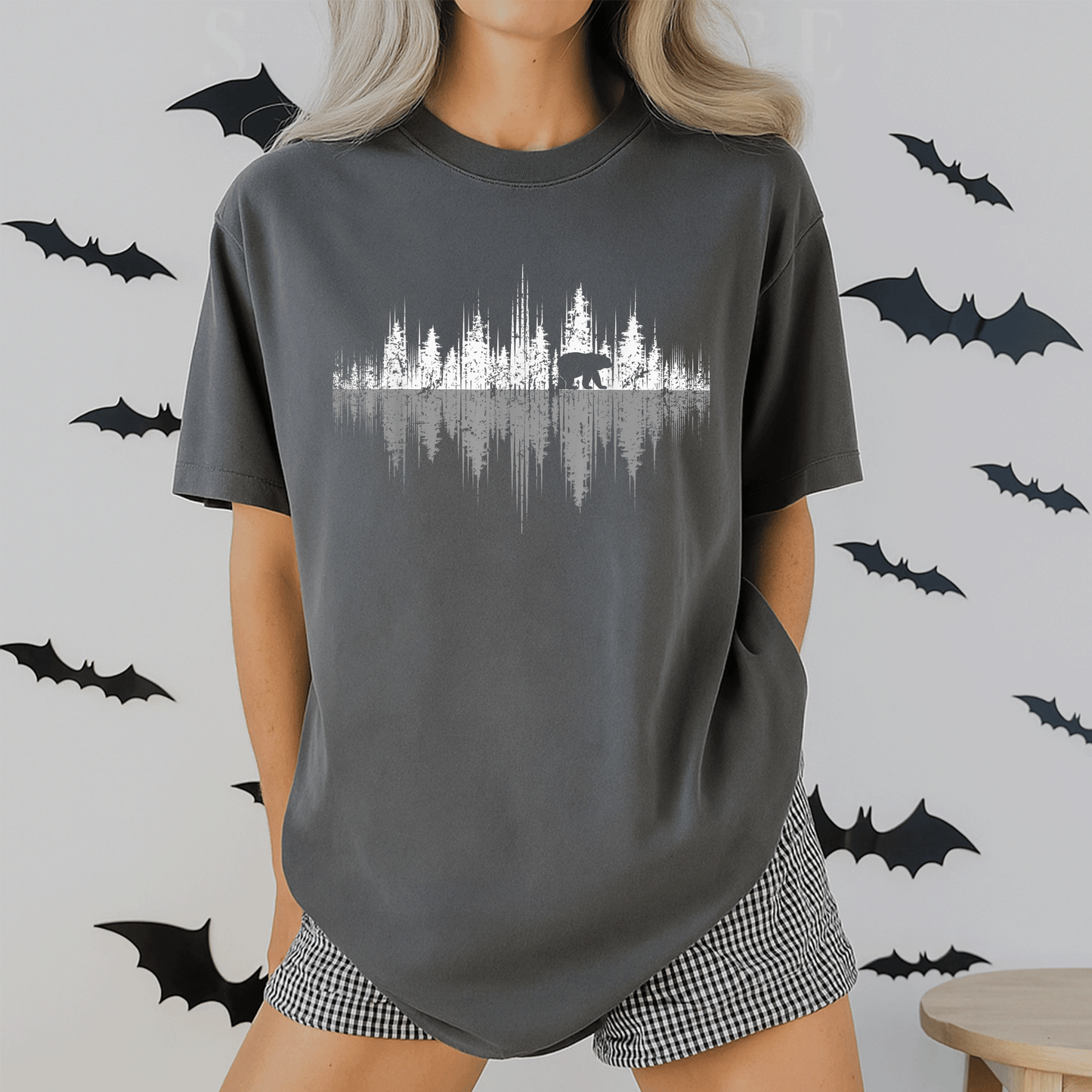 Nature-Inspired Bear Reflection T-Shirt for Wildlife Lovers - Outdoor Forest Scene Graphic Tee for Nature Enthusiasts - 2