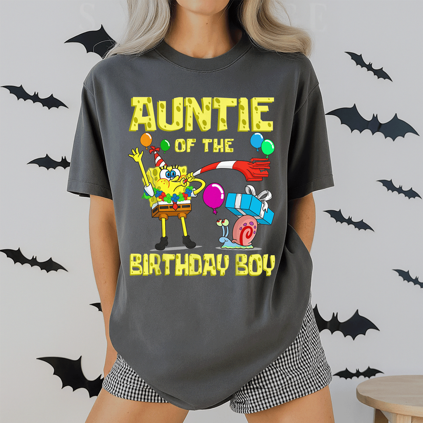 SpongeBob Auntie of the Birthday Boy Theme T-Shirt by Mademark - Fun & Colorful Party Apparel for Fans of All Ages - 2