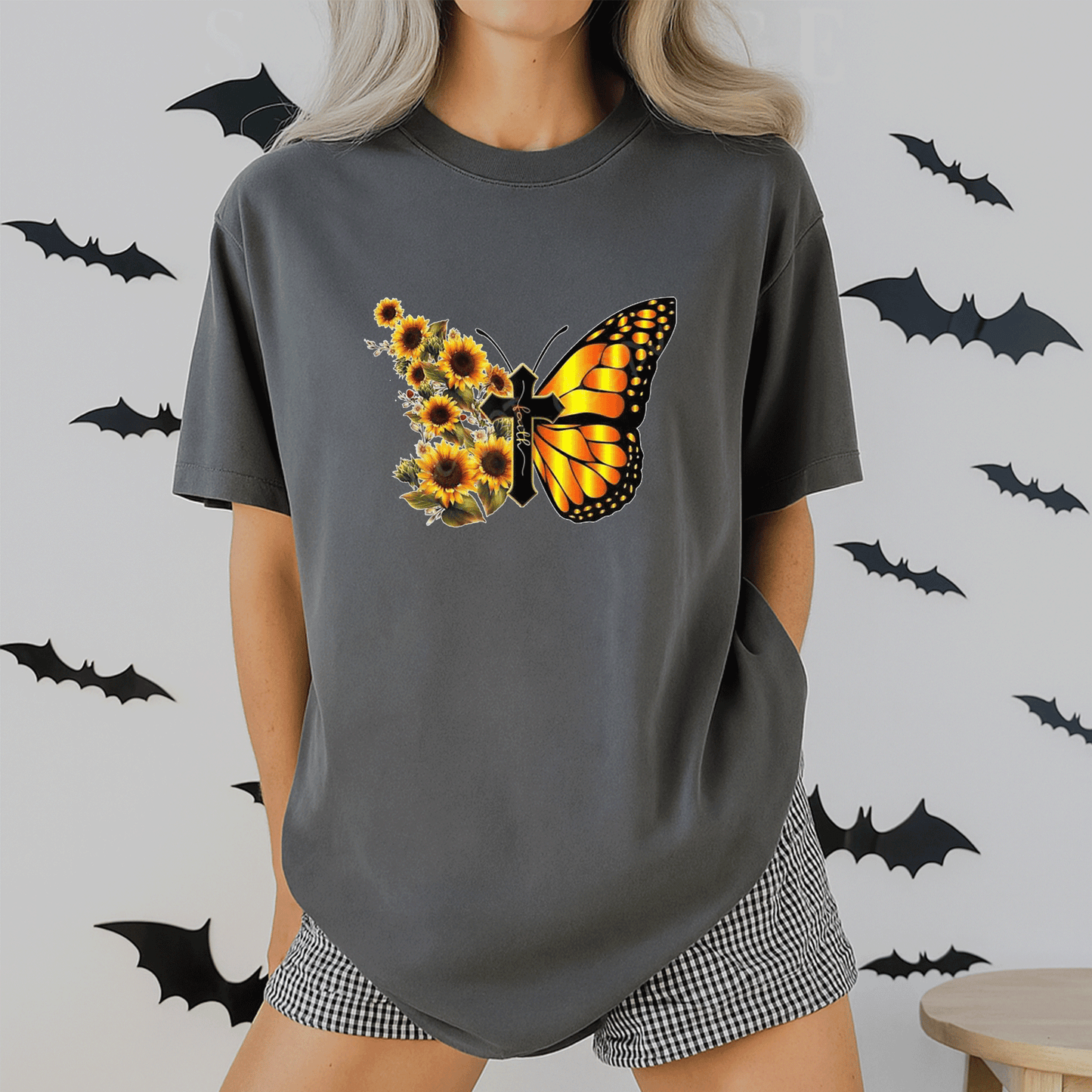 Sunflower Butterfly Faith T-Shirt for Women - Inspirational Floral Graphic Tee - Perfect Gift for Nature Lovers - 2