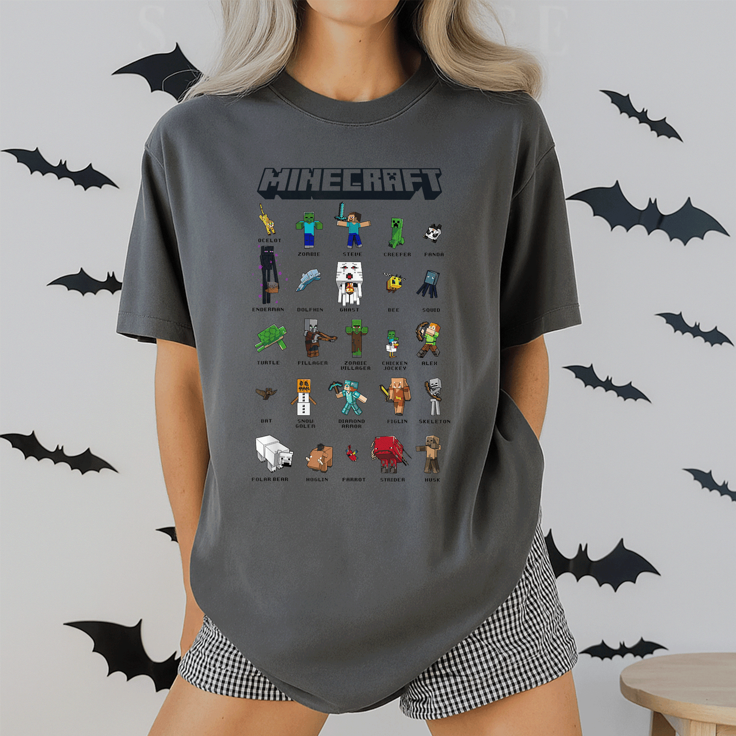 Minecraft Group Shot Collage Style T-Shirt for Fans, Vibrant Design Featuring Iconic Characters, Perfect Gift for Gamers - 2