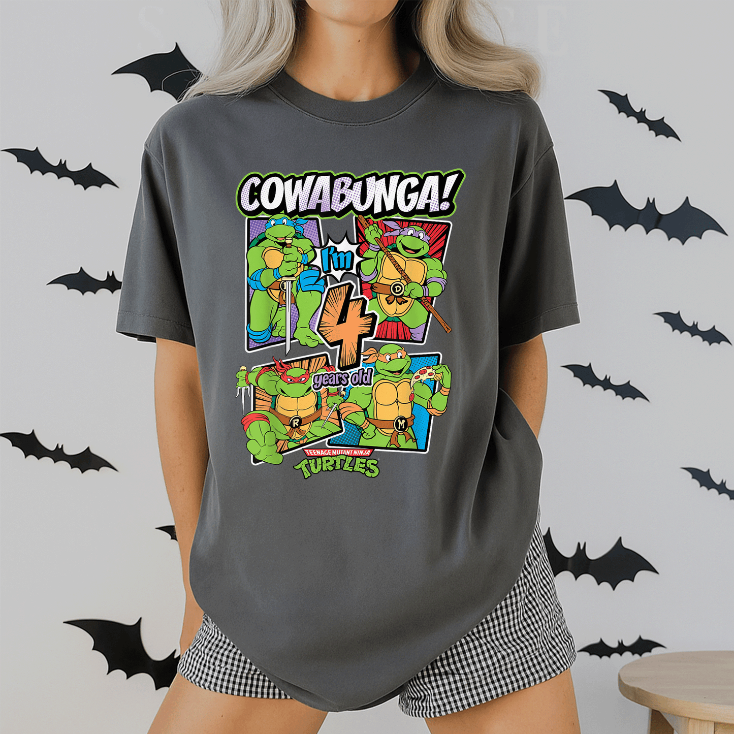 Cowabunga I'm 4 Years Old TMNT T-Shirt for Kids | Fun Teenage Mutant Ninja Turtles Birthday Tee | Perfect Gift for Little Fans - 2
