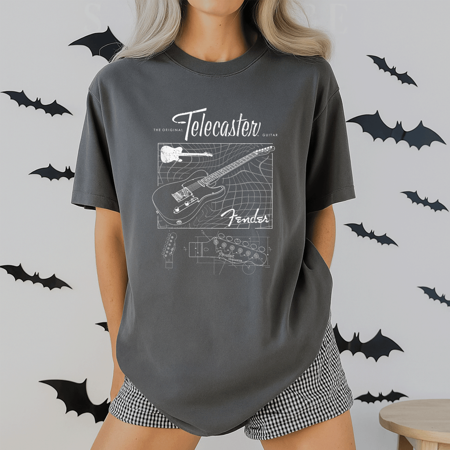 Fender Original Telecaster Guitar Schematic Poster T-Shirt for Music Lovers and Guitar Enthusiasts, Stylish and Unique Design - 2
