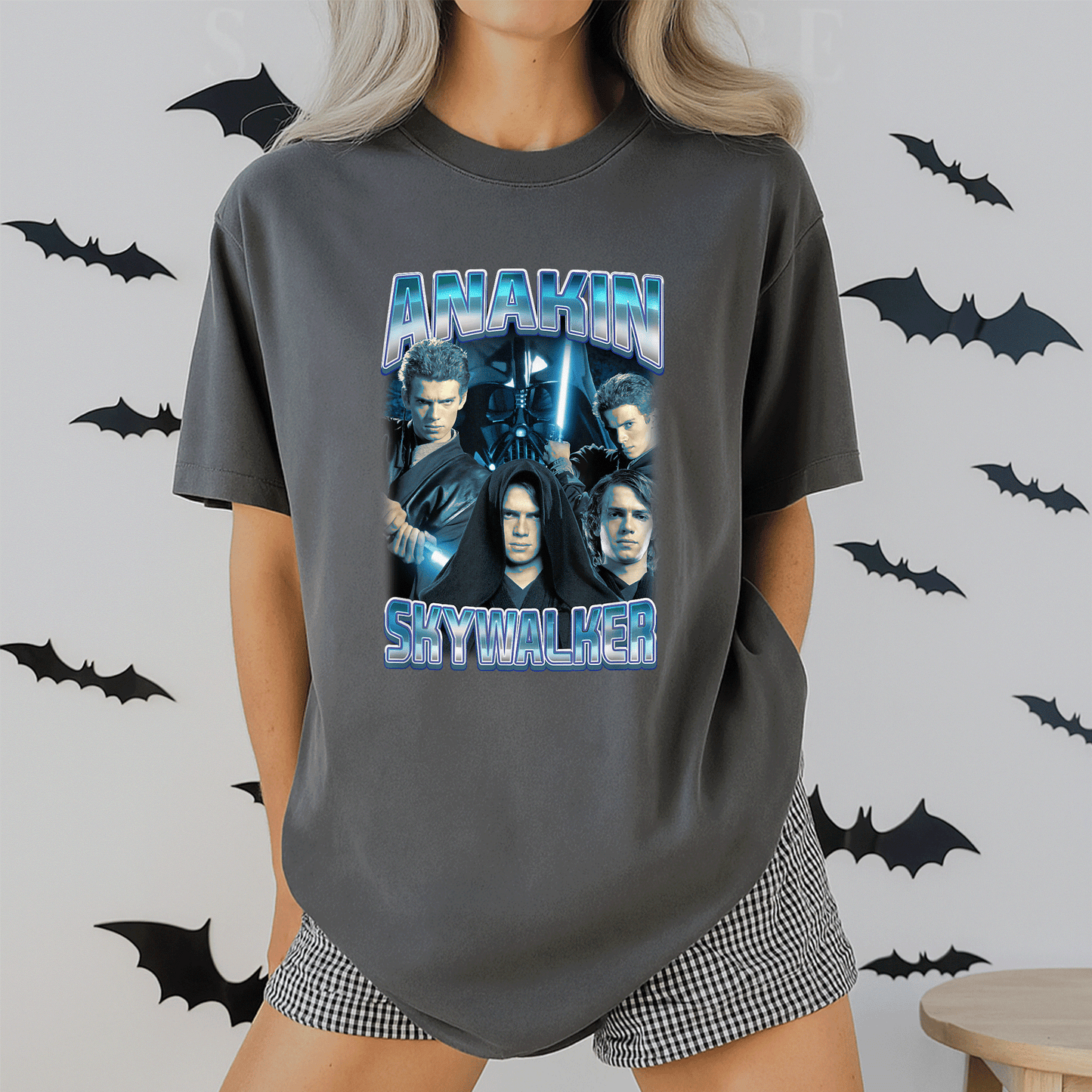 Star Wars Classic Anakin Skywalker Photo Collage Poster T-Shirt for Fans - Stylish Graphic Tee Celebrating Iconic Sith Lord - 2