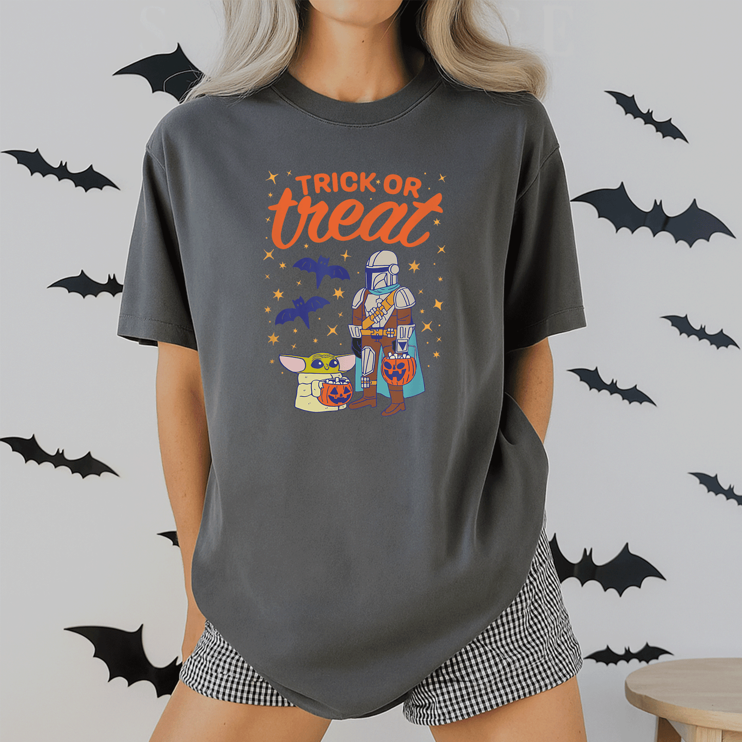 Mandalorian Grogu Halloween Trick or Treat T-Shirt for Kids, Cute and Fun T-Shirt for Star Wars Fans, Perfect Costume Tee - 2