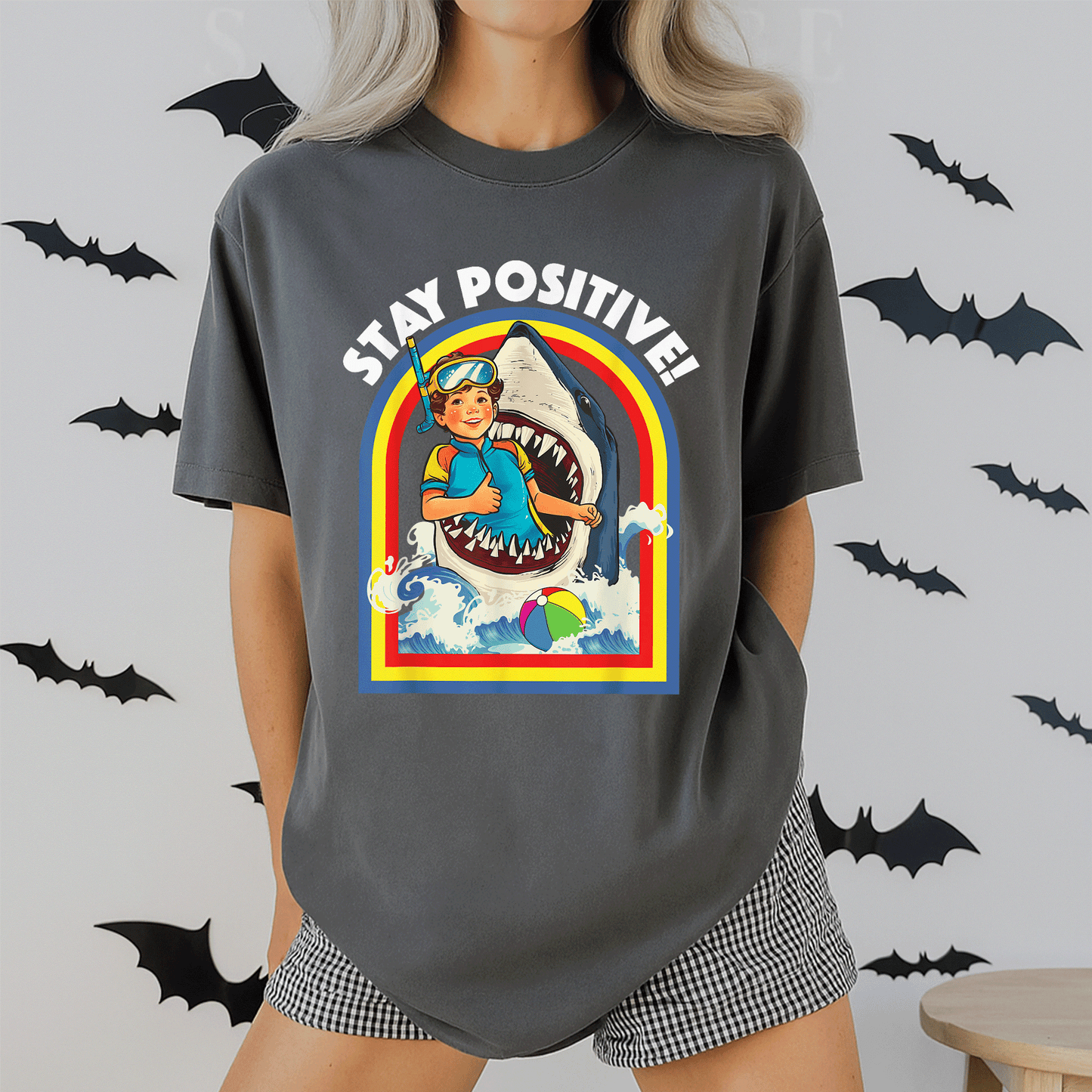 Stay Positive Shark Lover T-Shirt for Ocean and Sea Animal Enthusiasts, Perfect Gift for Wildlife Lovers - 2