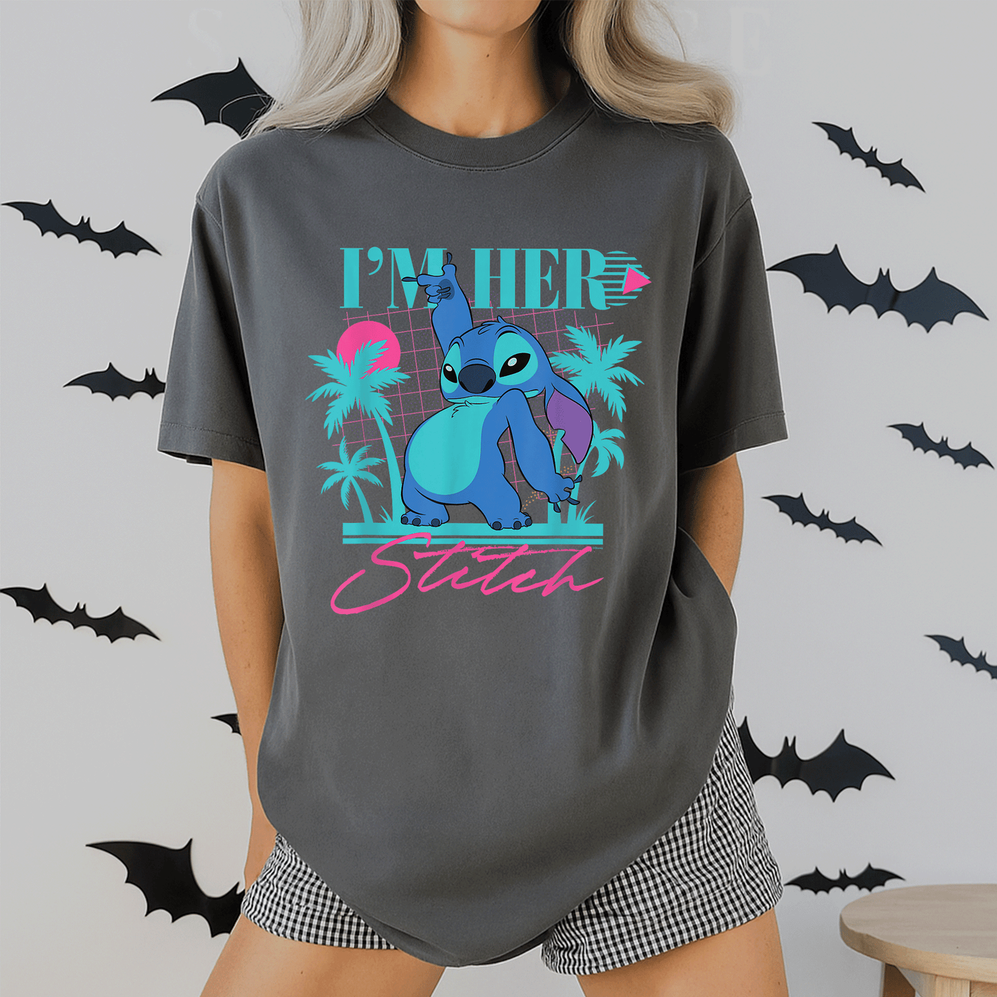 Disney Stitch Retro 90s Couples Matching T-Shirt I'm Her Stitch Cute Design for Lovebirds Perfect Gift for Him and Her - 2
