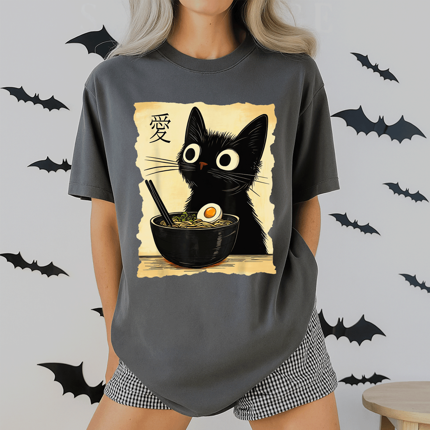 Funny Cat Ramen Graphic Tee - Cute Japanese Kawaii Anime Cat T-Shirt for Cat Lovers and Anime Fans, Perfect Gift! - 2
