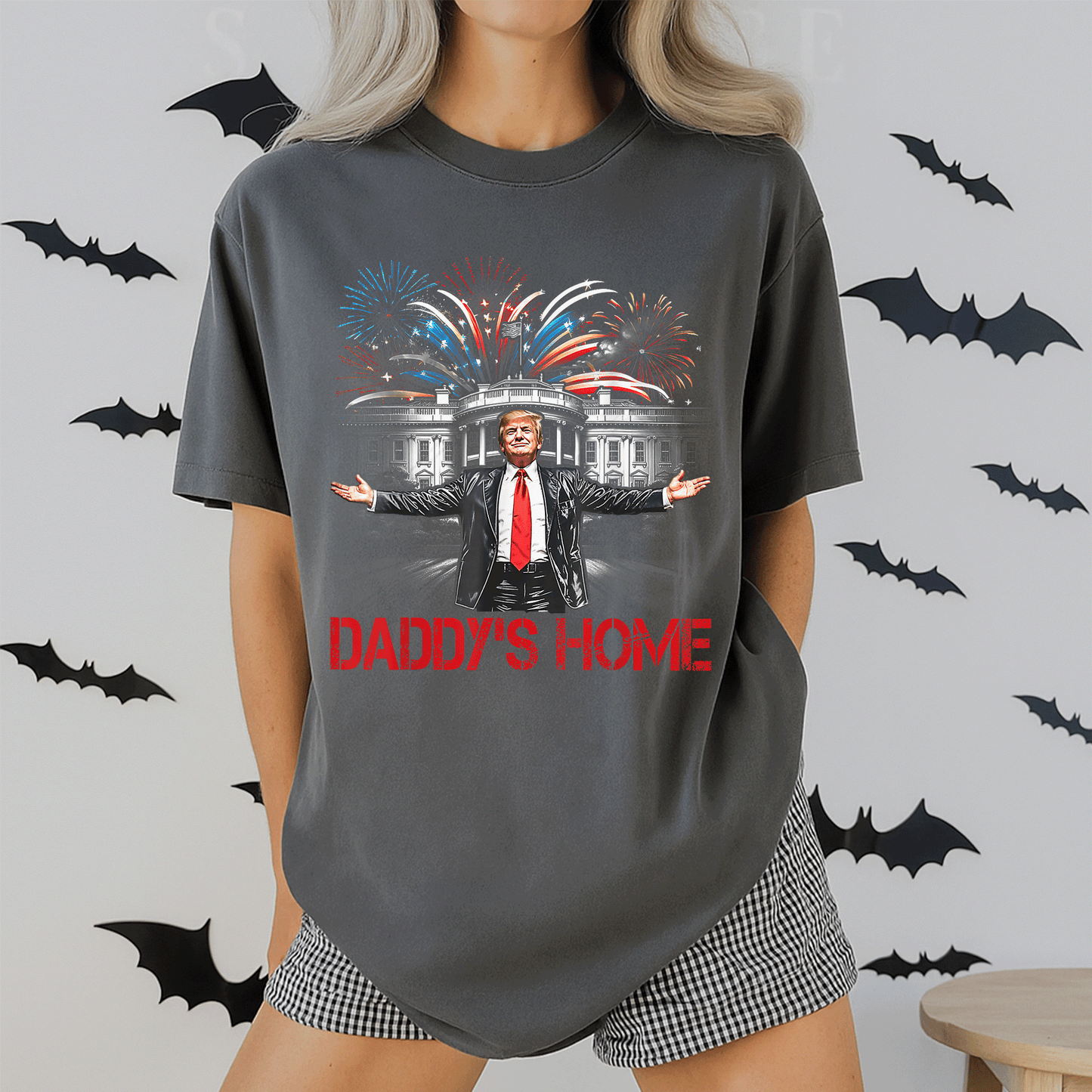 Daddy's Home White House 2025 President Trump T-Shirt for Supporters - Fun Design Showcasing Trump in a Bold Style - 2