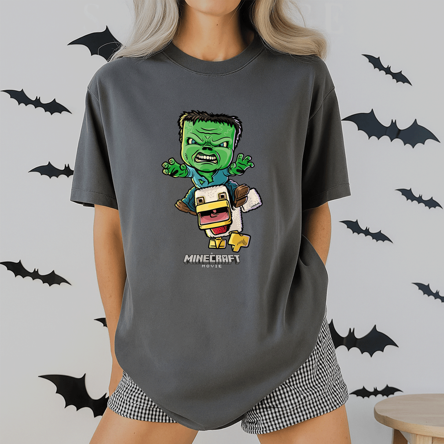Cute Minecraft Movie Chicken Jockey Baby Zombie Animated T-Shirt for Gamers - Fun and Unique Graphic Tee for Kids and Adults - 2