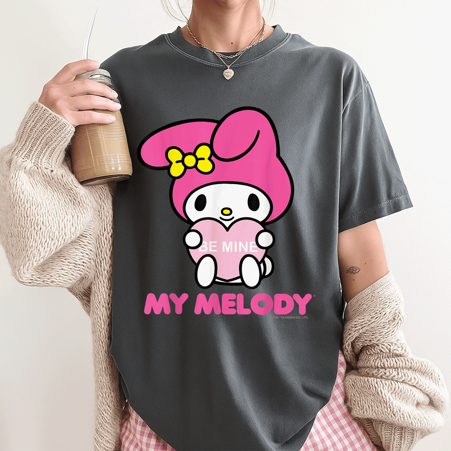Cute My Melody Be Mine Valentine Tee Perfect for Lovebirds and Sanrio Fans Cute and Cozy Heart Design for Valentine's Day - 3