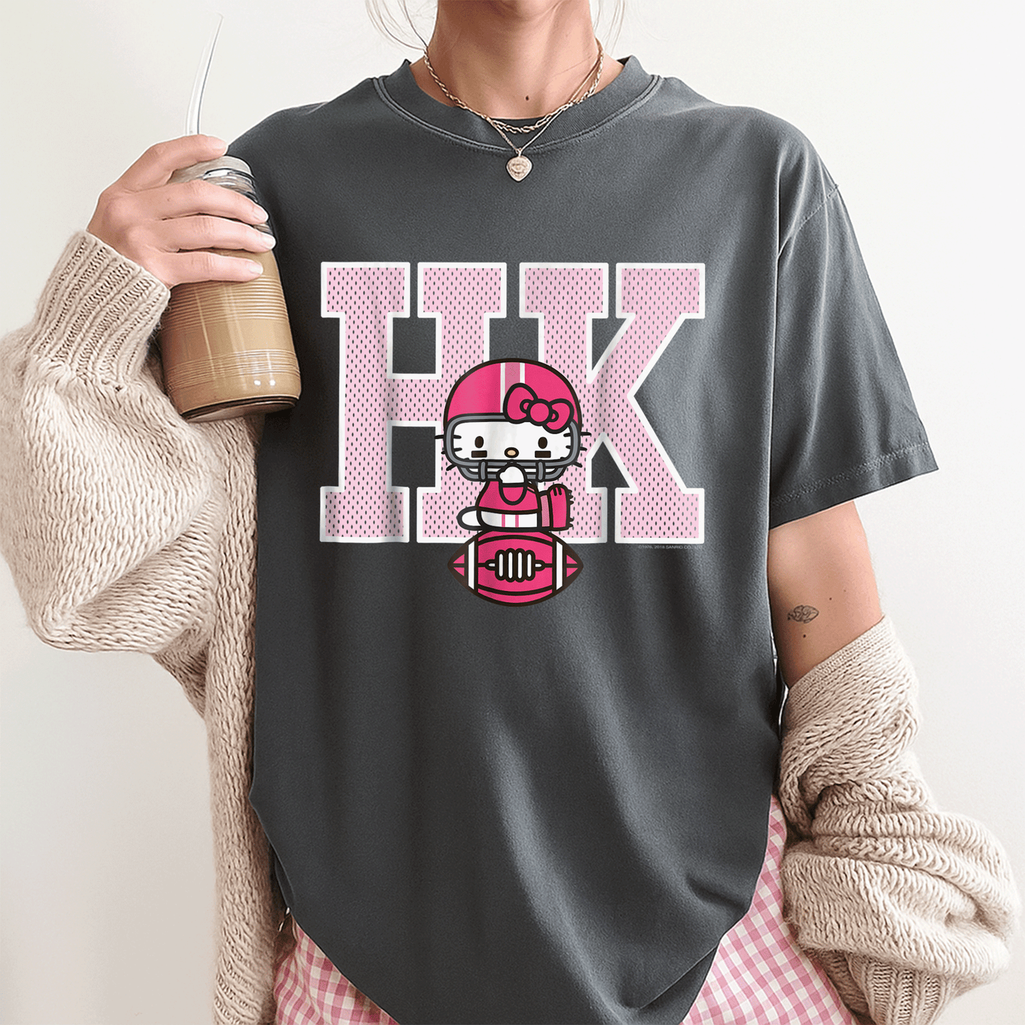 Cute Hello Kitty Football Spirit Tee Shirt for Kids, Fun Sports Design, Perfect Gift for Young Fans, Comfortable and Stylish - 3