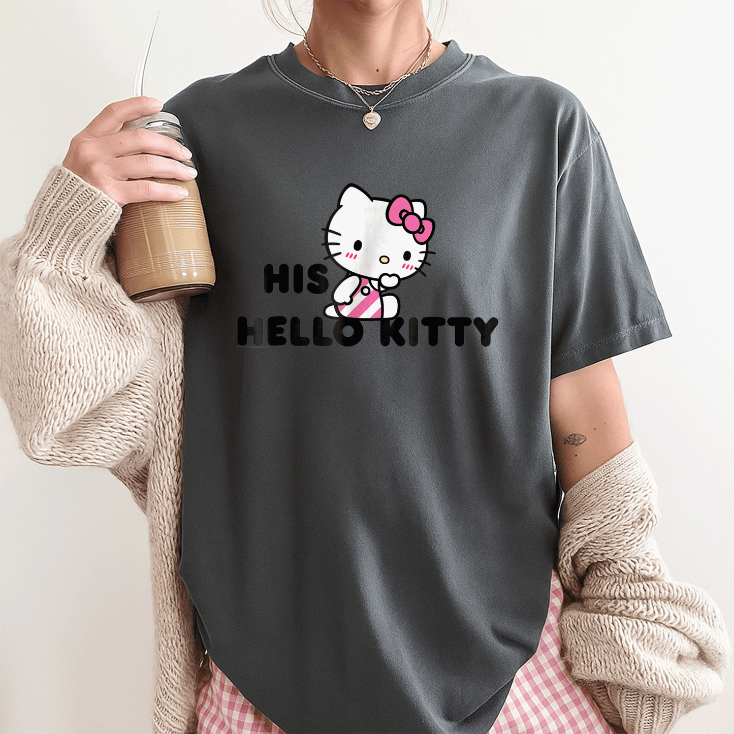 Cute Hello Kitty and Dear Daniel Couples Tee Shirt for Matching Outfits, Perfect for Romantic Dates and Sweet Memories - 3