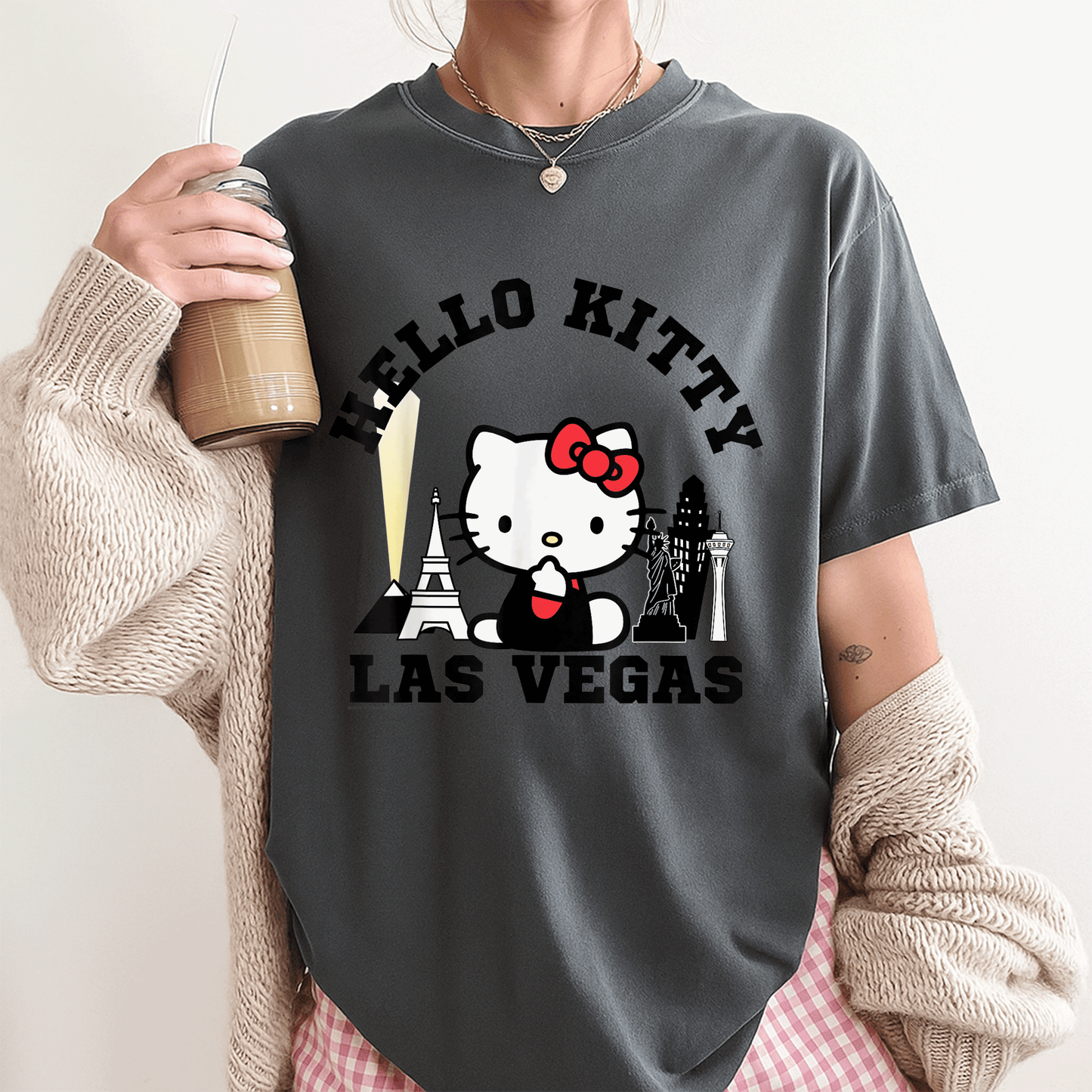 Cute Hello Kitty Viva Las Vegas Tee Shirt - Adorable Kitty Graphic Tee for Fun Lovers, Perfect for Trips or Casual Wear - 3