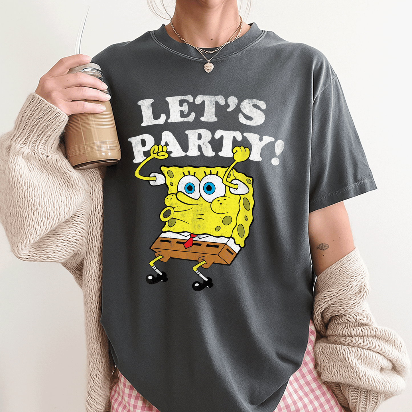 Spongebob Squarepants Lets Party T-Shirt Fun and Colorful Cartoon Design Perfect for Fans of All Ages and Celebrations - 3