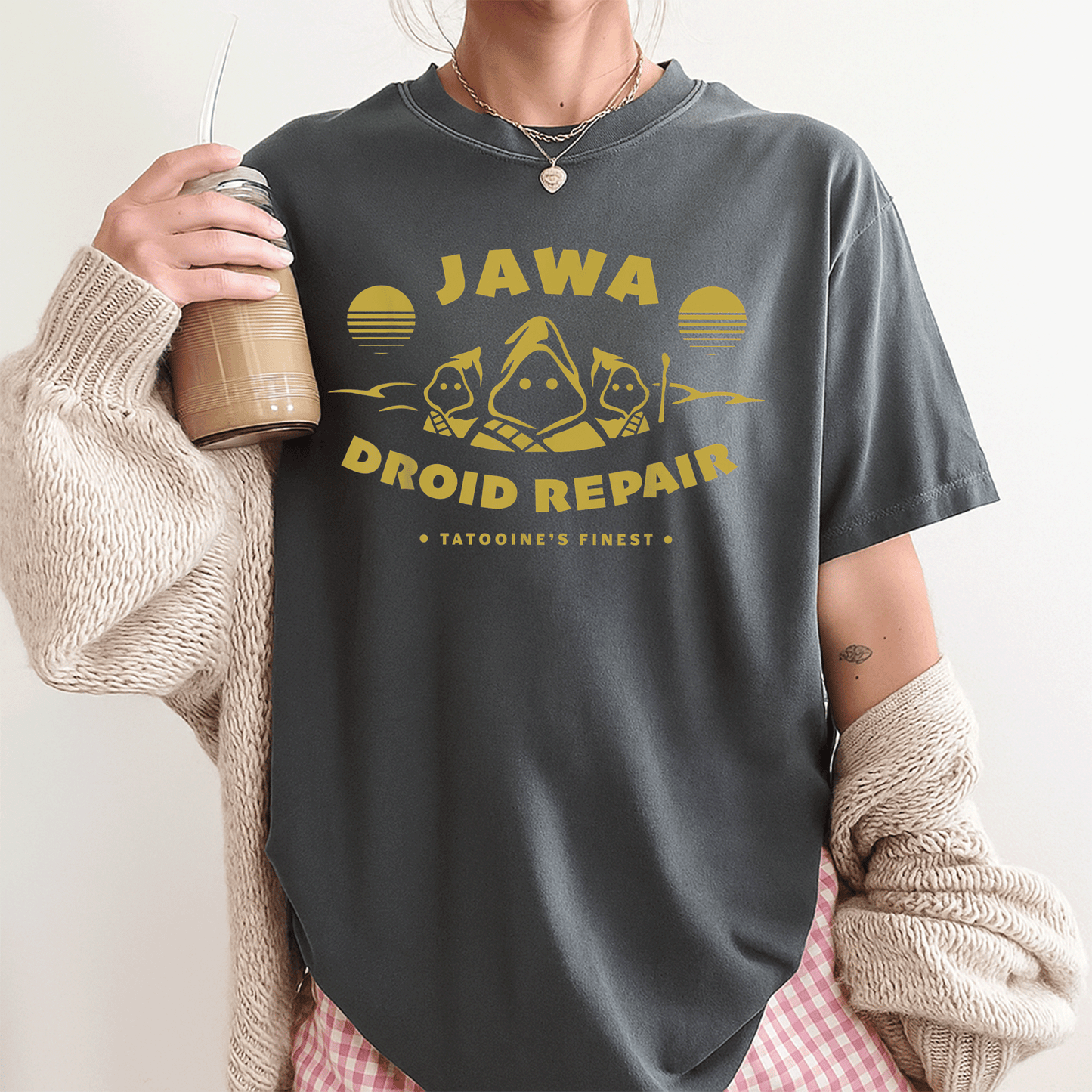 Star Wars Jawa Droid Repair T-Shirt - Tatooine's Finest Design for Fans of the Iconic Sci-Fi Universe and Droid Culture - 3