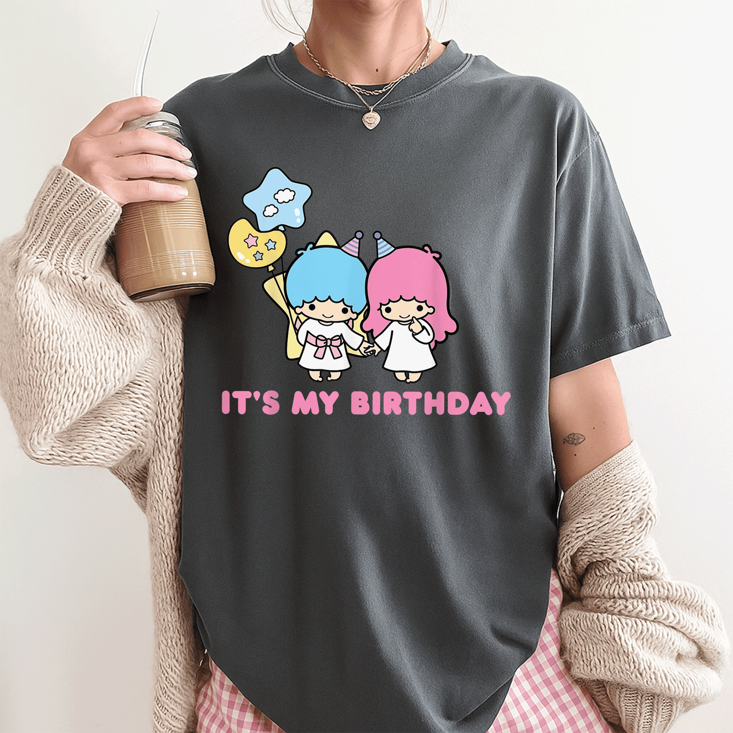 Little Twin Stars It's My Birthday T-Shirt Cute Kawaii Birthday Tee for Kids and Adults, Colorful and Fun Design - 3