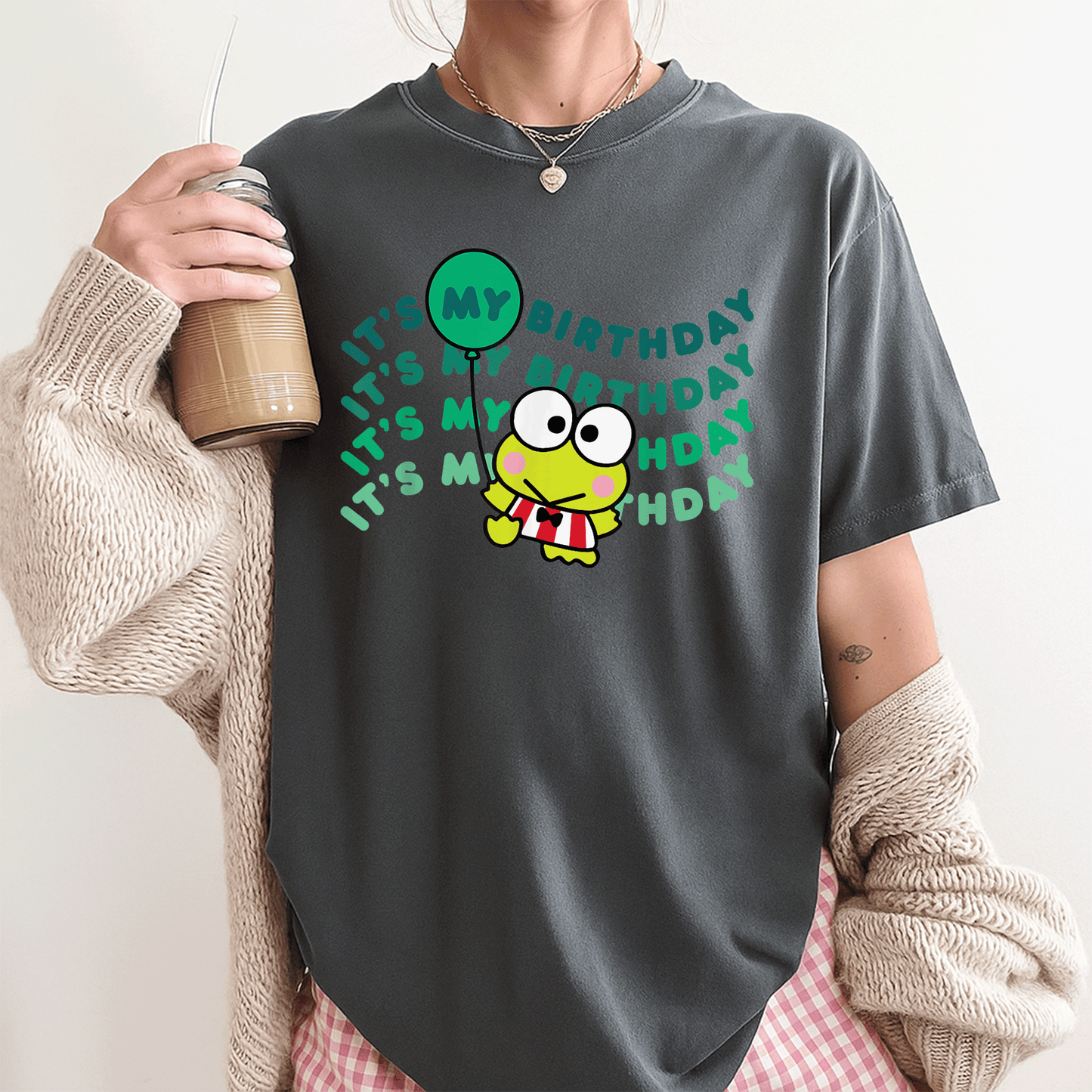Cute Keroppi It's My Birthday T-Shirt for Kids | Fun Green Frog Design Perfect for Birthday Celebrations and Parties - 3