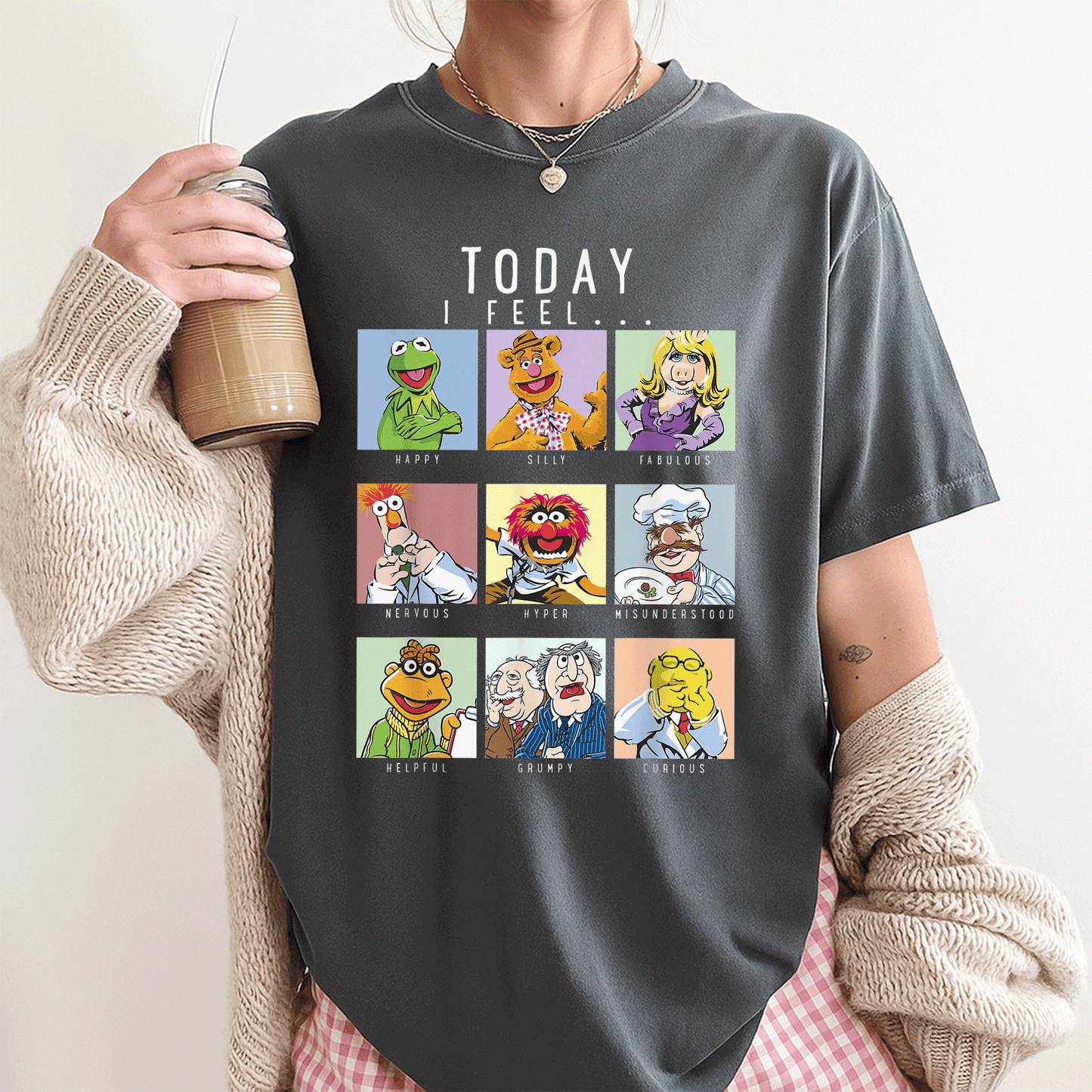 Disney The Muppets Today I Fell Box Up T-Shirt for Fun Lovers, Featuring Iconic Characters in Vibrant Graphic Design - 3