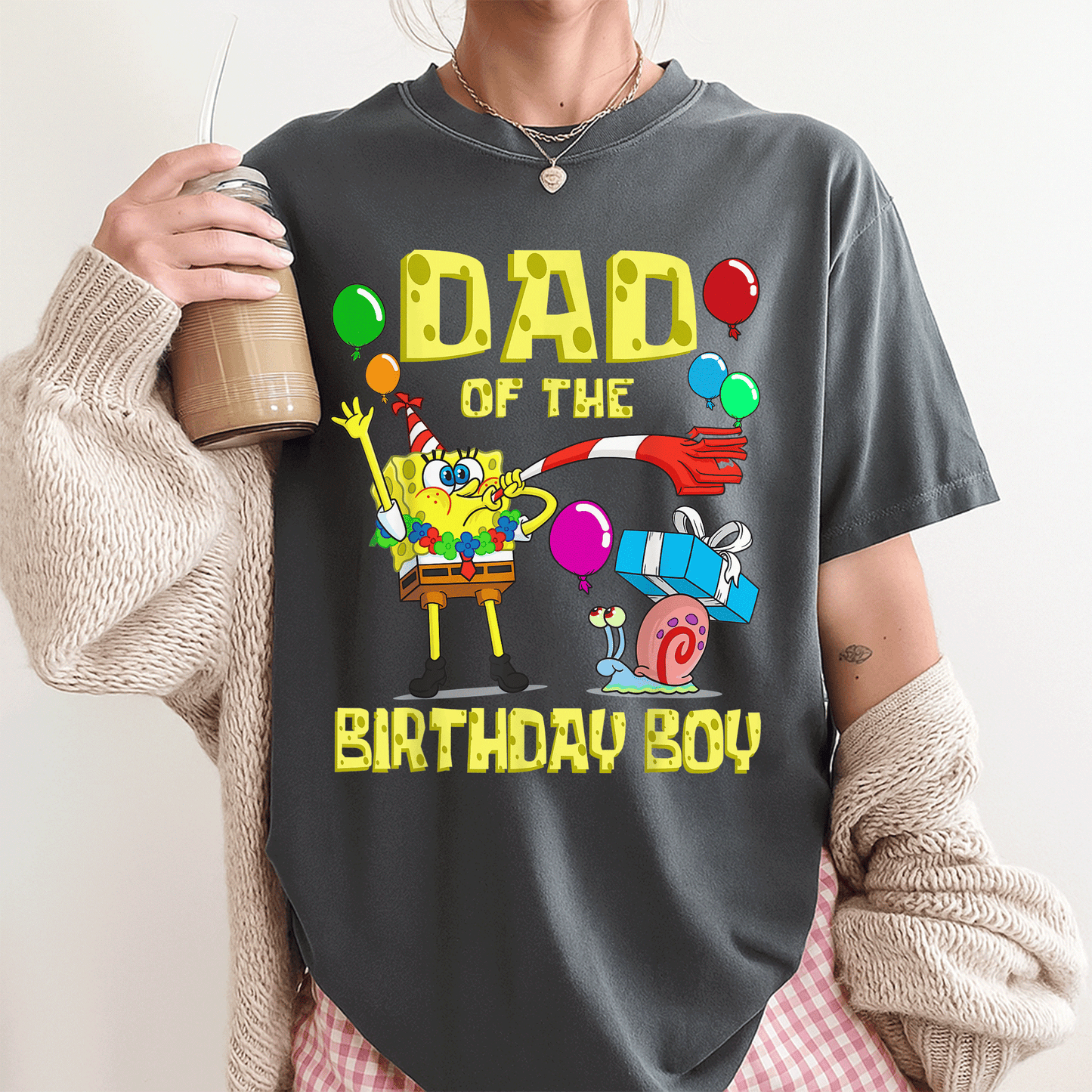 SpongeBob SquarePants Daddy of the Birthday Boy Theme Party T-Shirt for Fun Celebrations and Memorable Birthdays - 3