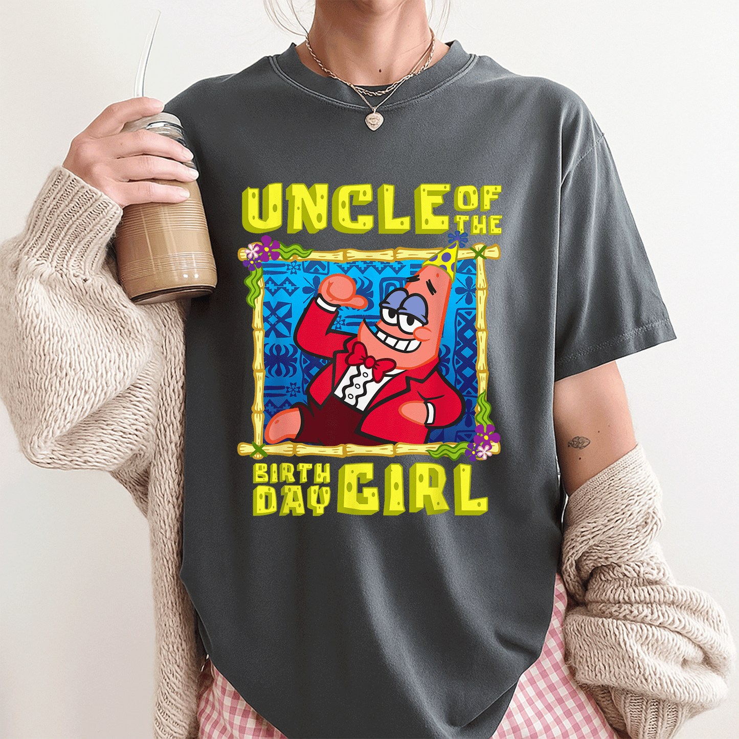 SpongeBob SquarePants Uncle Gift T-Shirt - Fun Patrick Design for Birthday Celebrations Perfect for the Special Uncle - 3
