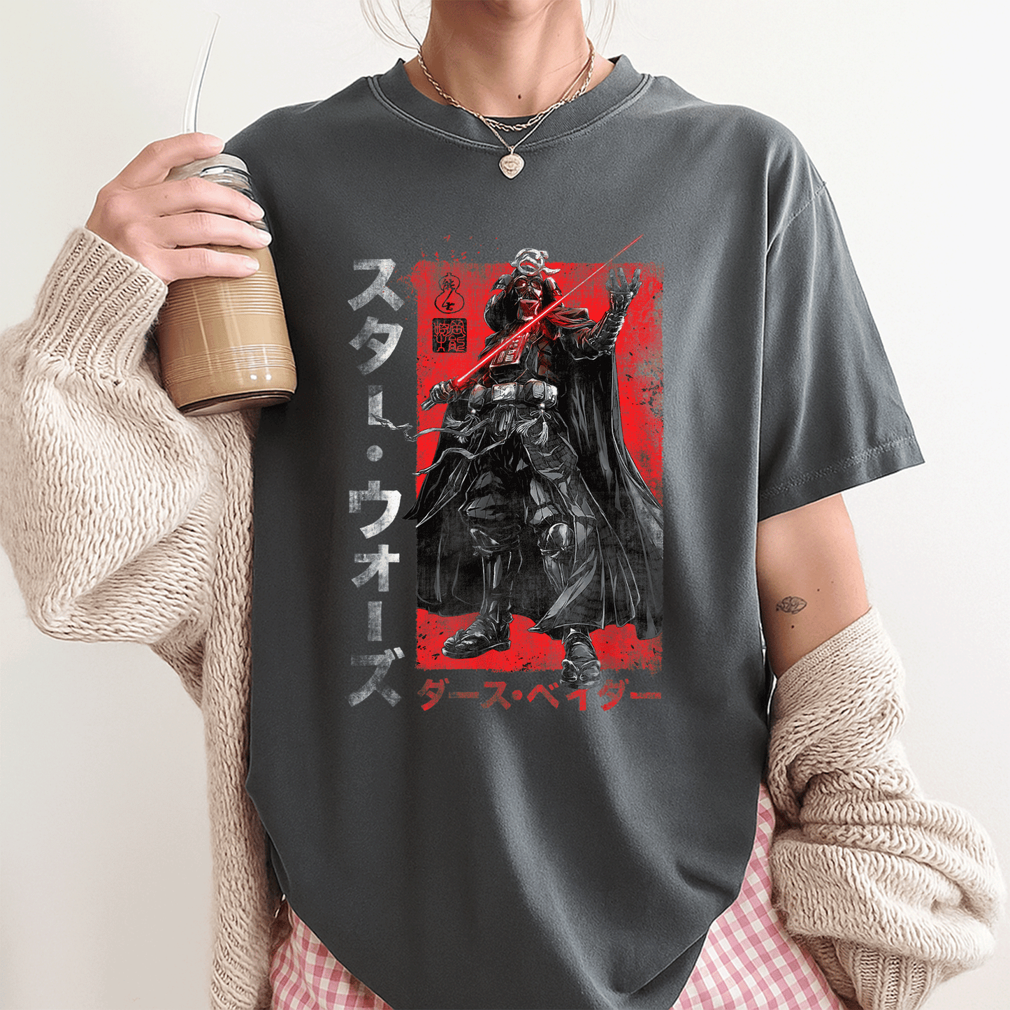 Star Wars Visions Samurai Vader T-Shirt - Unique Anime Style Design for Star Wars Fans and Samurai Enthusiasts - 3