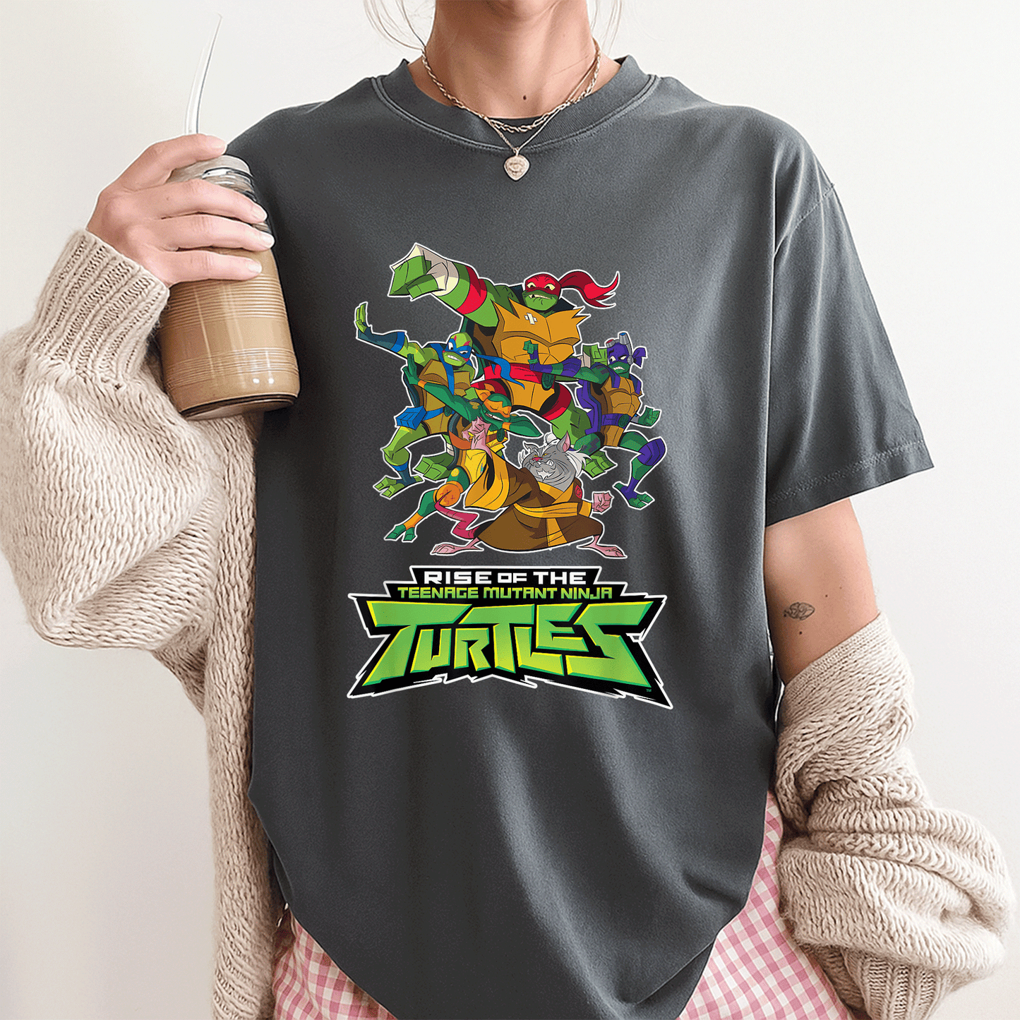 Mademark x Teenage Mutant Ninja Turtles Splinter & The Turtles Rise Graphic T-Shirt for Fans of Classic Animation Adventures - 3