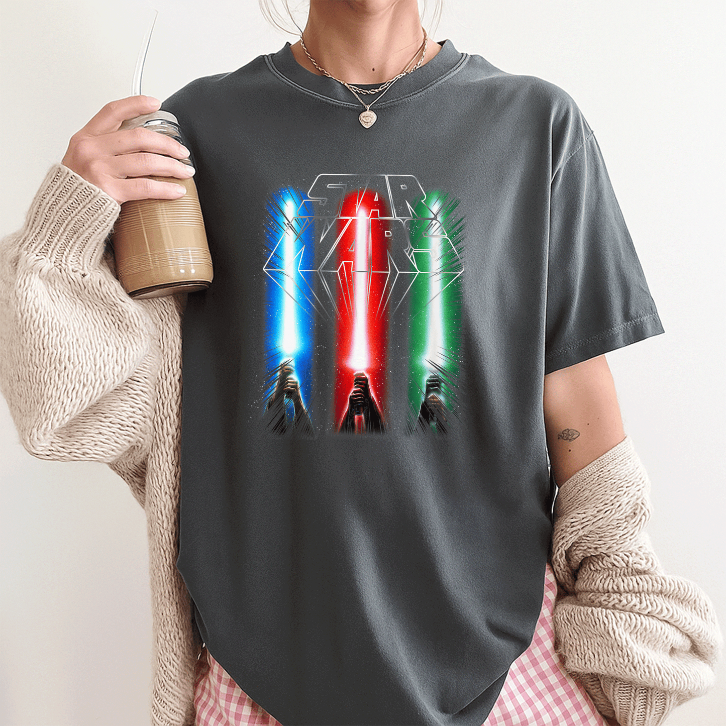 Star Wars Classic Epic Lightsabers Jedi Force Logo T-Shirt for Fans – Cool Graphic Tee for Movie Lovers and Collectors - 3
