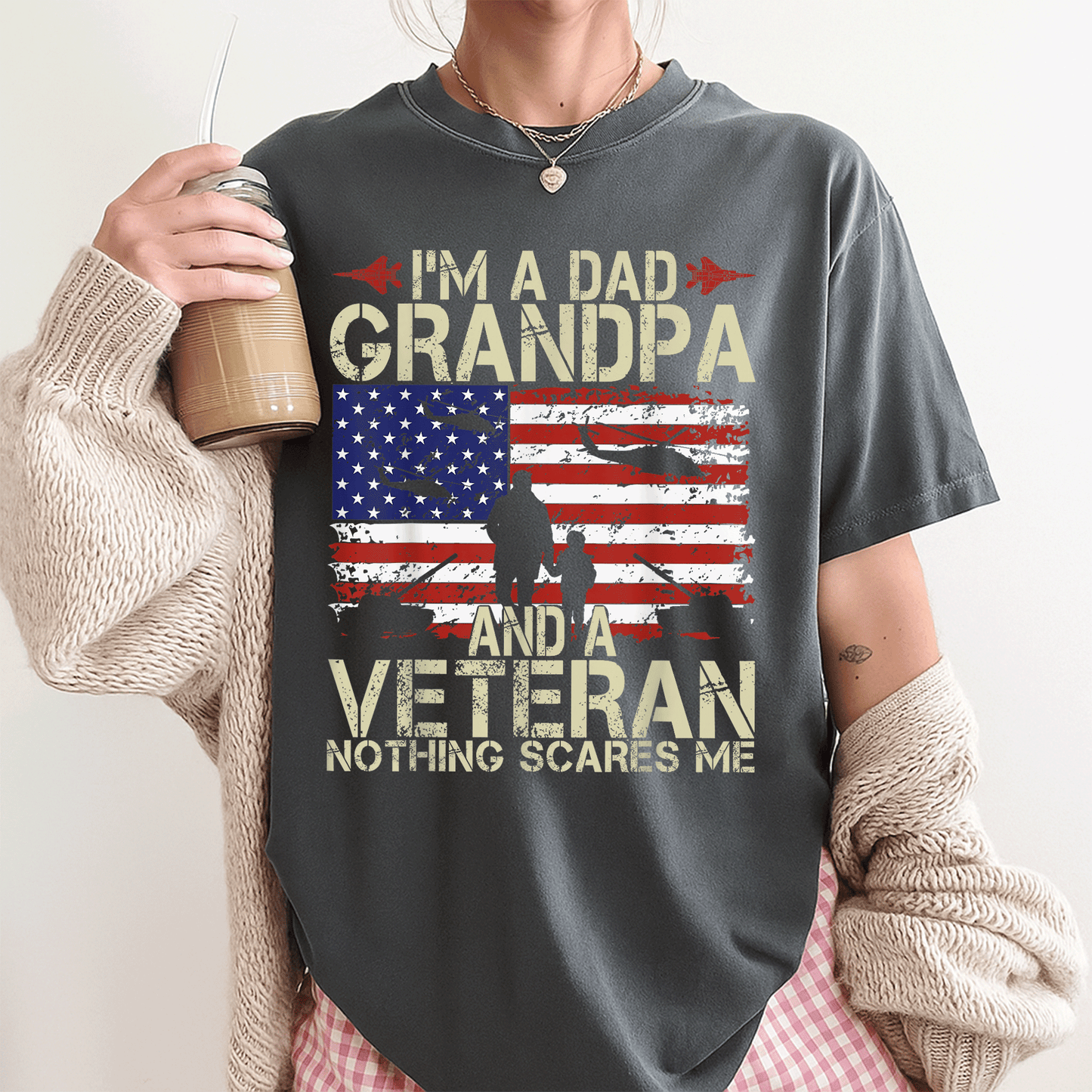 Celebrate Dad, Grandpa, and Veteran Pride with Our Fun Fathers Day T-Shirt - Perfect Gift for Proud Papas! - 3
