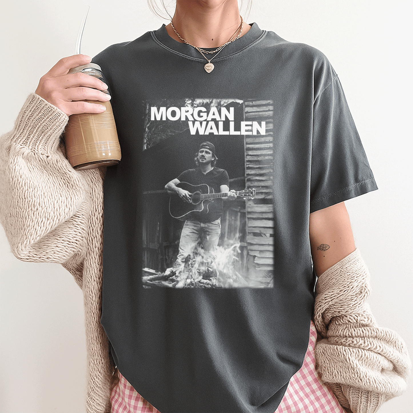 Official Morgan Wallen Guitar Photo T-Shirt - Stylish Tribute to Country Music Icon with Striking Graphic Design - 3