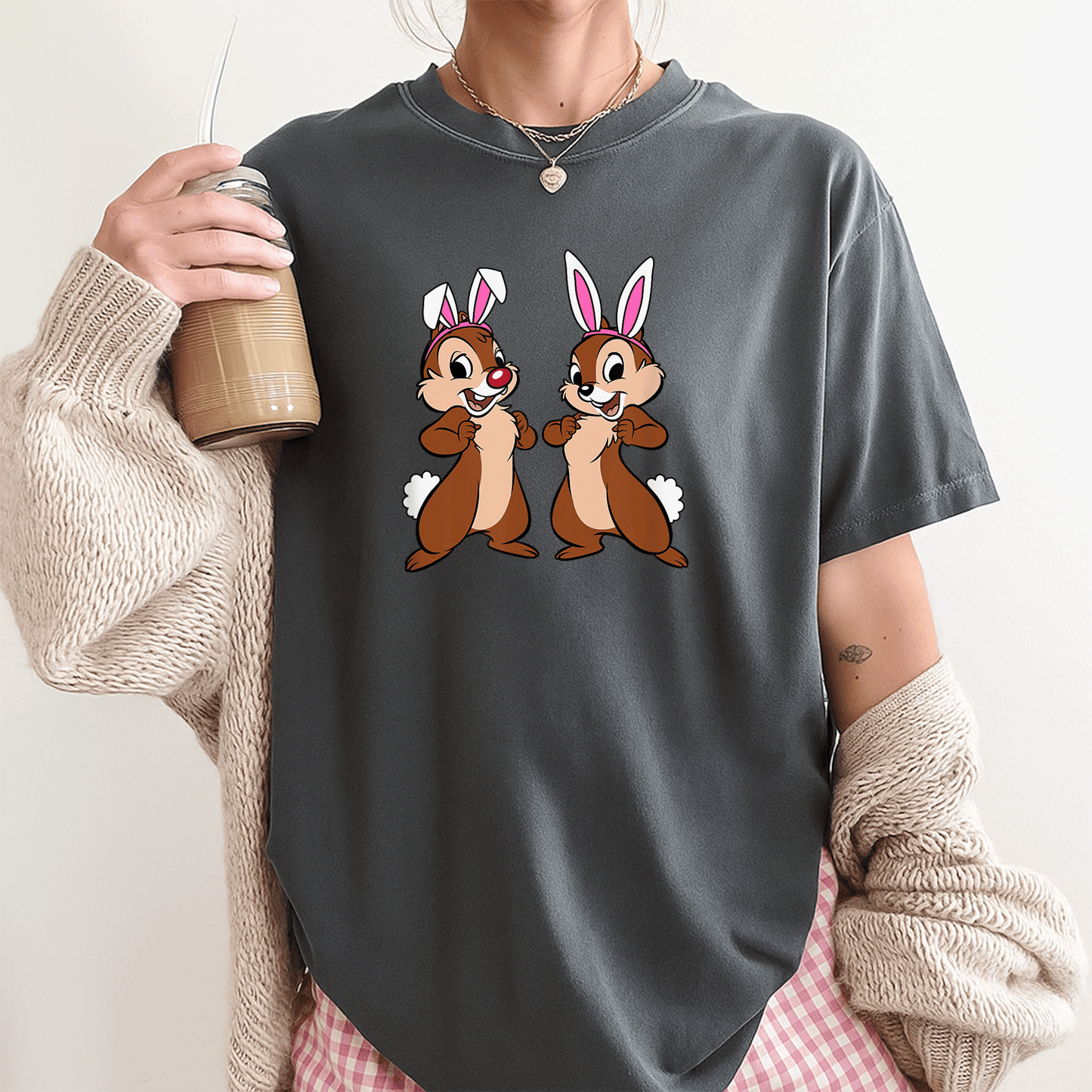 Cute Chip 'n' Dale Easter Bunny Ears T-Shirt from Amazon Essentials for Spring Celebrations and Family Fun - 3