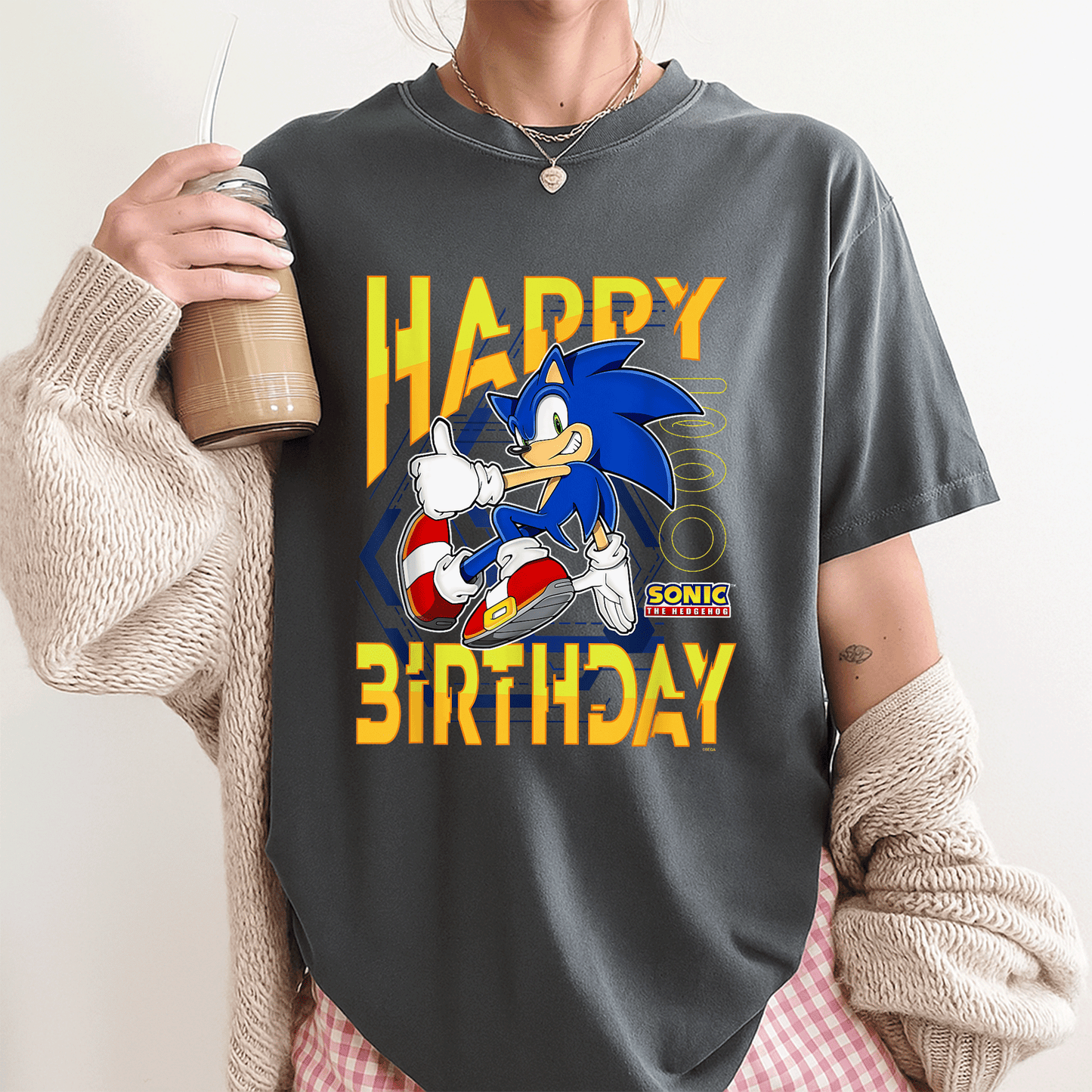 Sonic the Hedgehog Birthday T-Shirt with Happy Birthday Thumbs Up Logo - Perfect Gift for Sonic Fans and Kids - 3