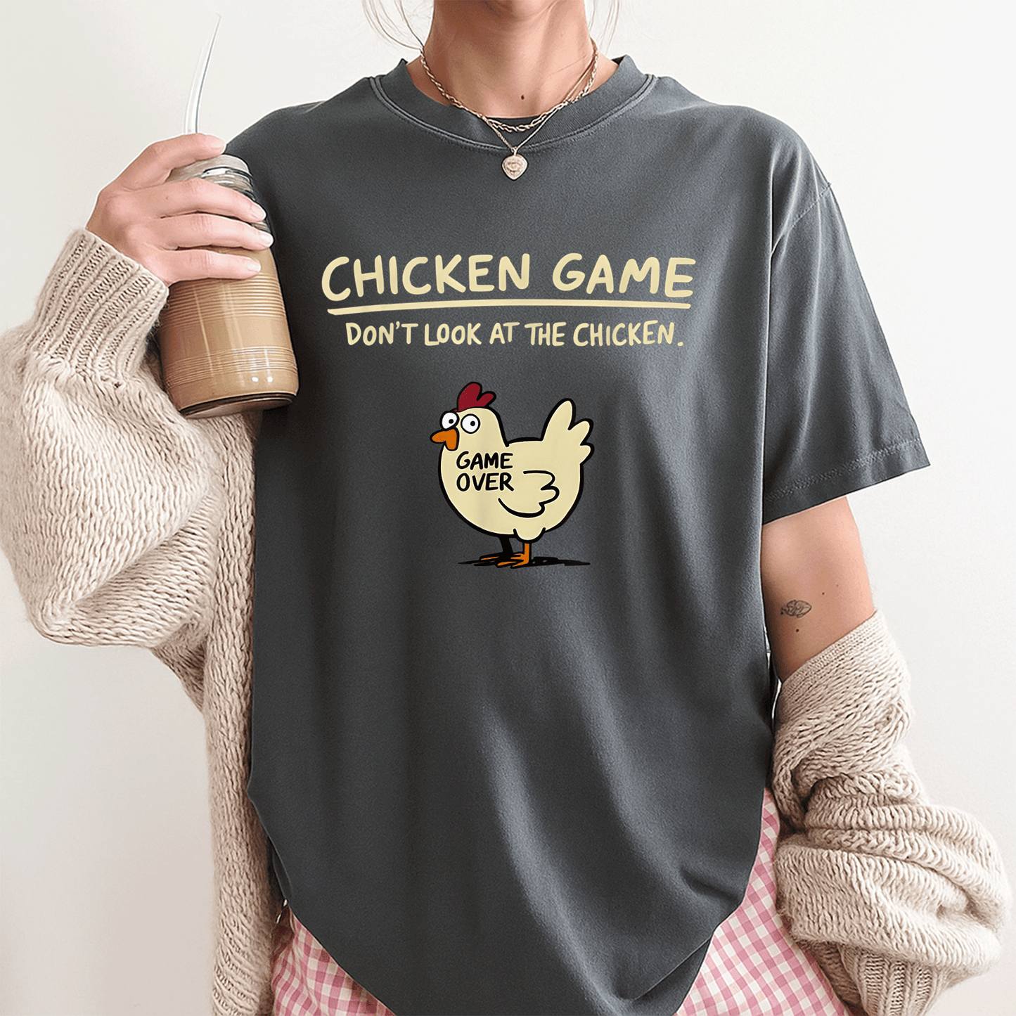 Funny Chicken Don't Look At The Chicken T-Shirt for Gamers – Quirky Graphic Tee for Poultry Lovers and Game Enthusiasts - 3