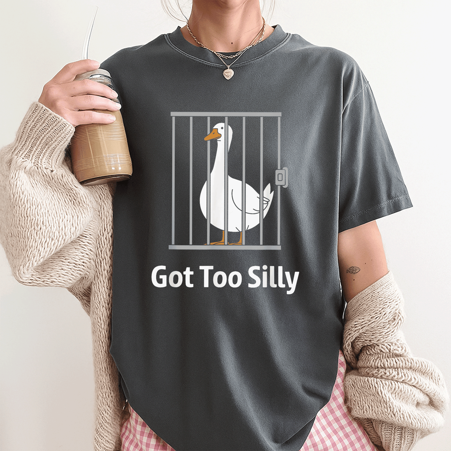 Funny Goose Pun Humor T-Shirt for Animal Lovers - Got Too Silly Graphic Tee with Quirky Goose Design for Casual Wear - 3